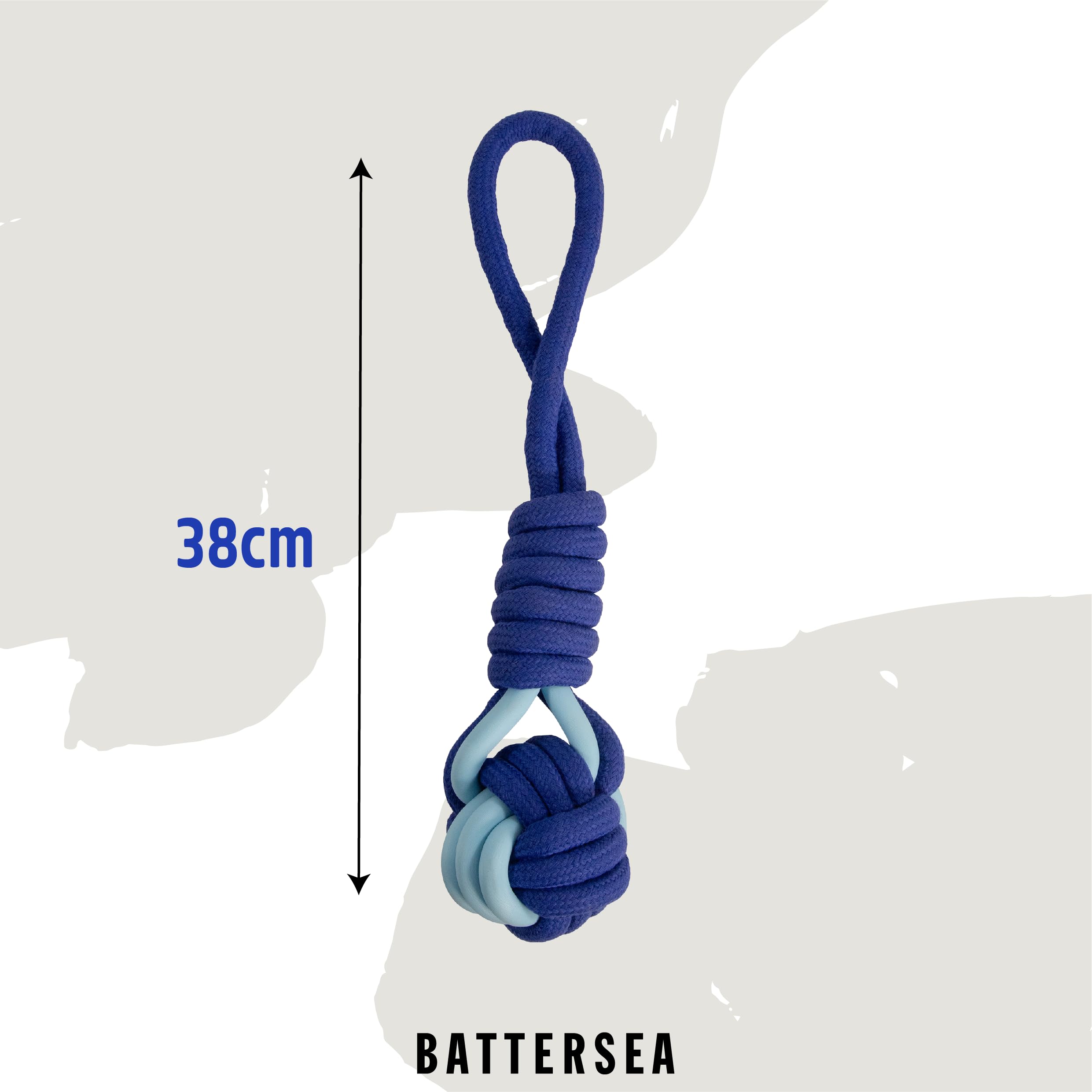 Rosewood Battersea Rope and Rubber Tug Dog Toy - Blue, Durable Chew Toy for Large Breeds 3