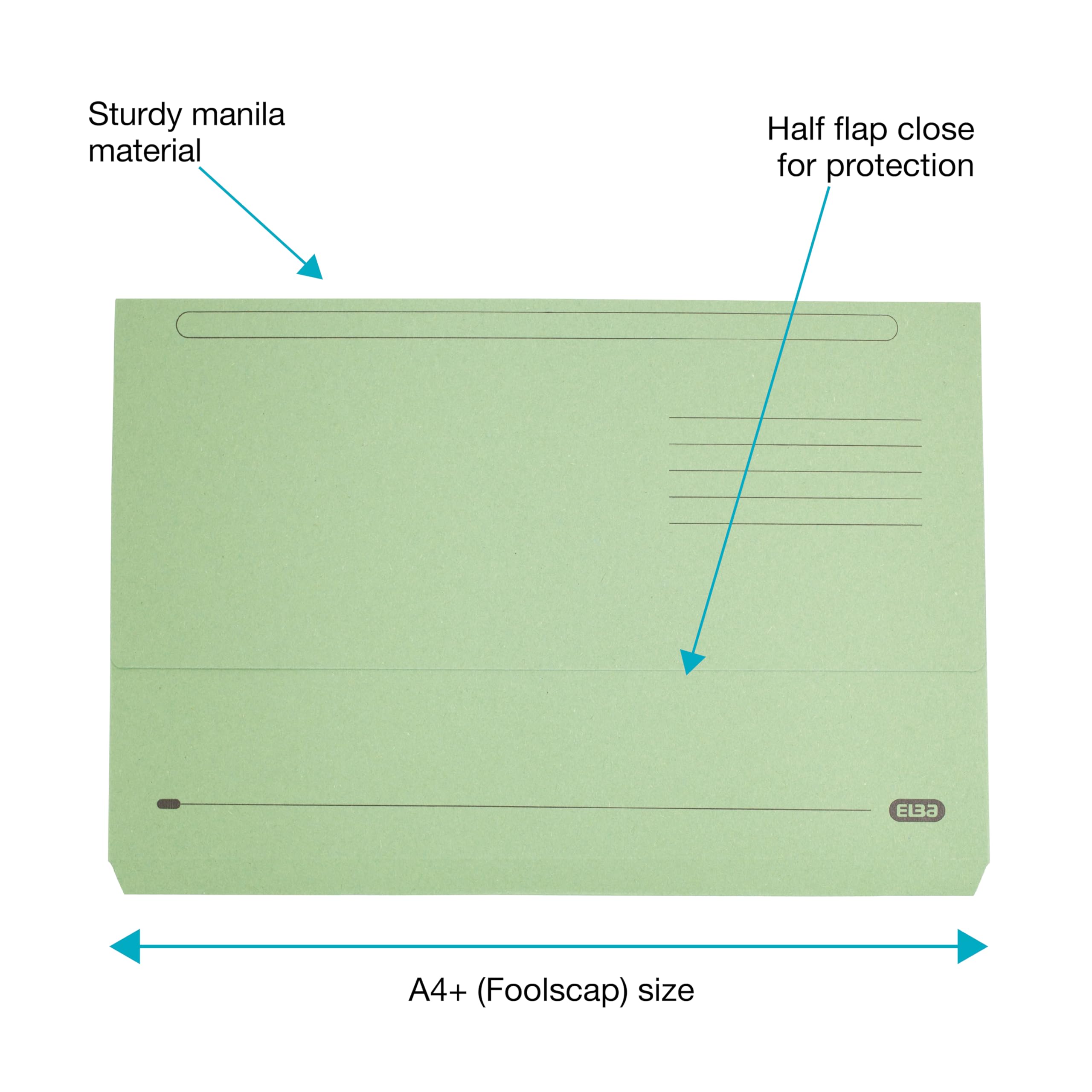 Elba A4+ Document Wallets - Pack of 25 Assorted Colours | 300 Sheet Capacity