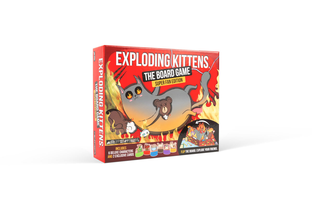 Exploding Kittens Superfan Edition Board Game - 2-6 Players, Ages 7+ | Pop-Up Game Board, Character Standees