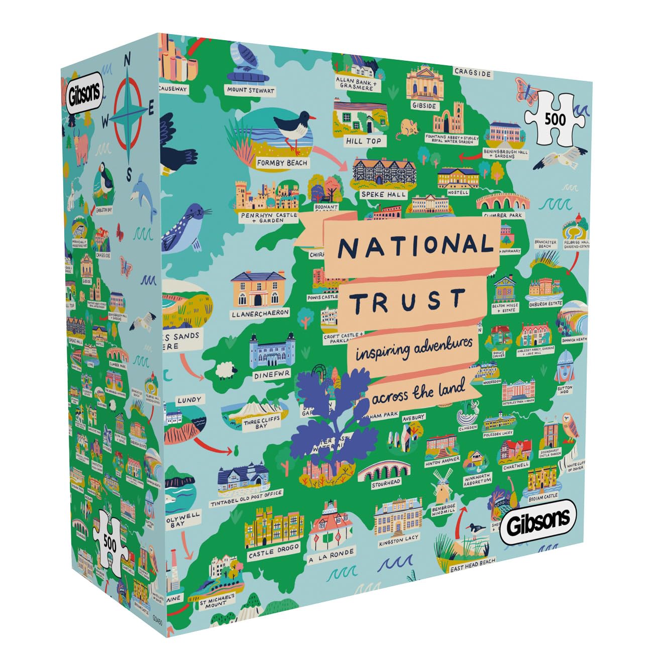 Gibsons National Trust Across the Land 500 Piece Jigsaw Puzzle for Adults | 48 x 34 cm