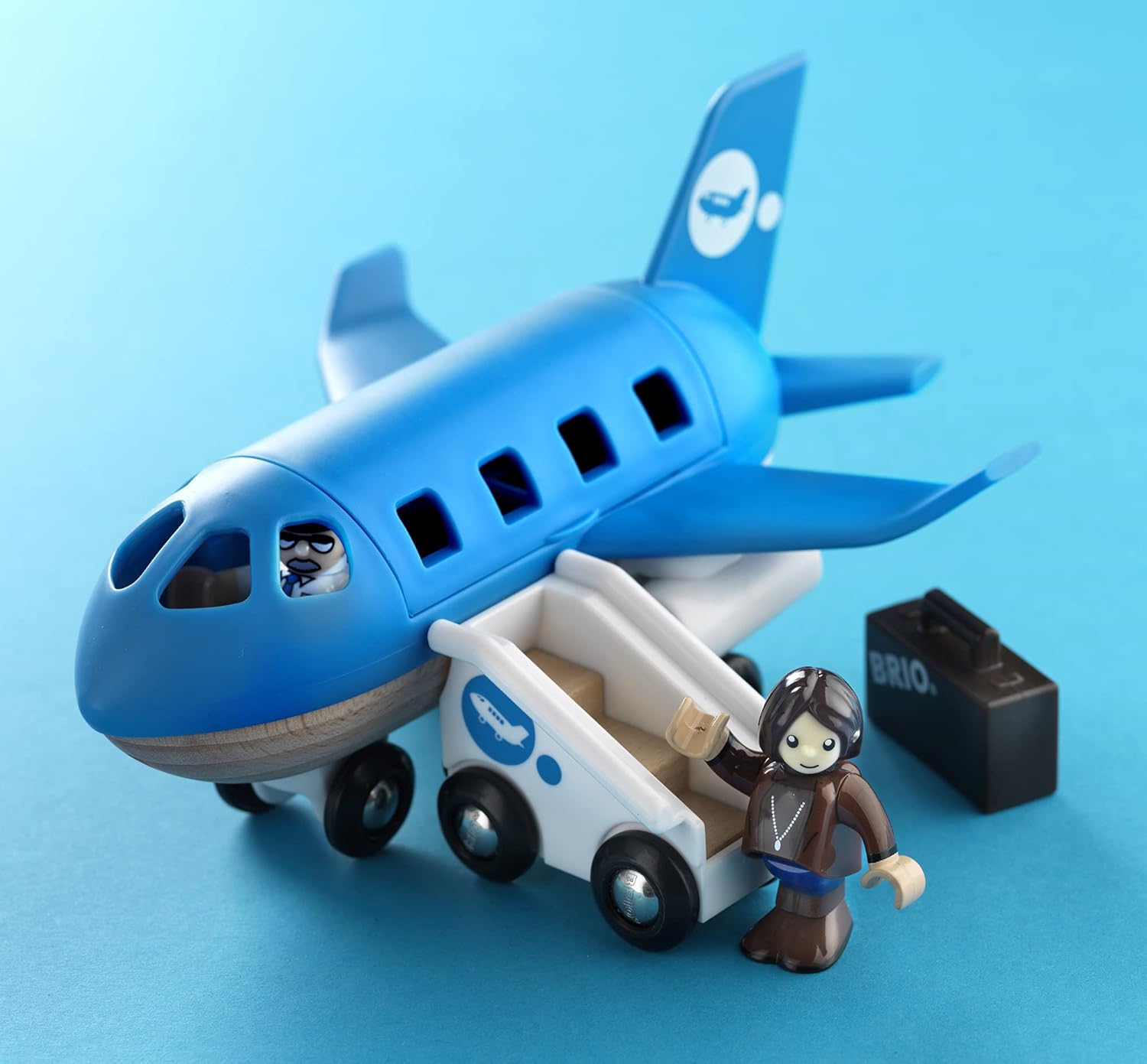 BRIO World Aeroplane Playset with Mobile Staircase and Figures - Compatible with BRIO Railway Sets 11