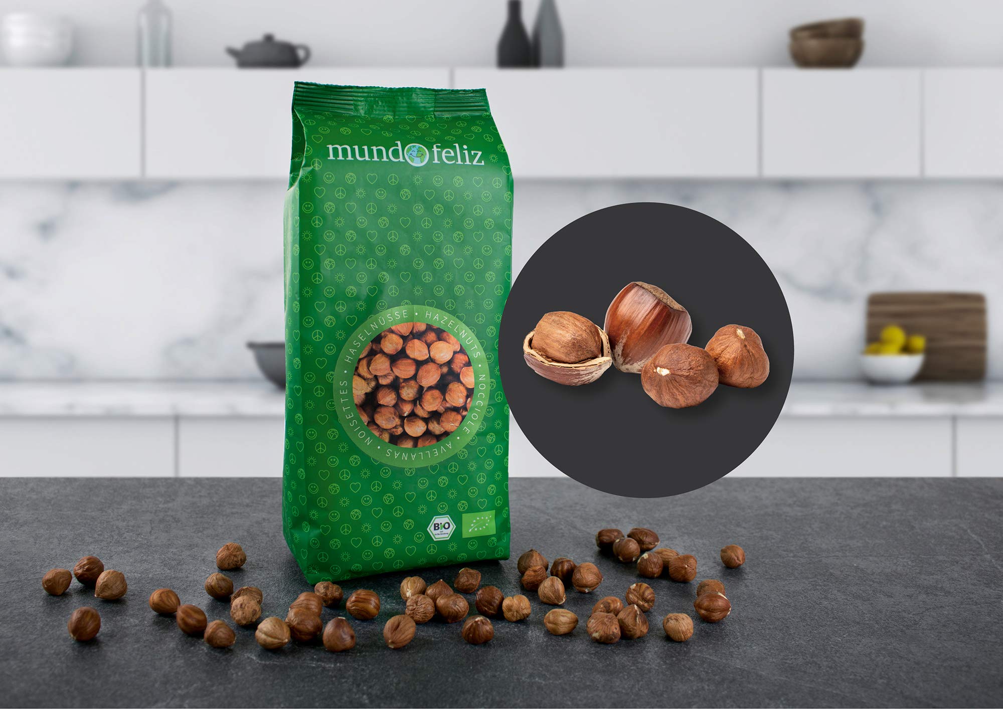 Mundo Feliz Organic Raw Hazelnuts 2 x 500 g
