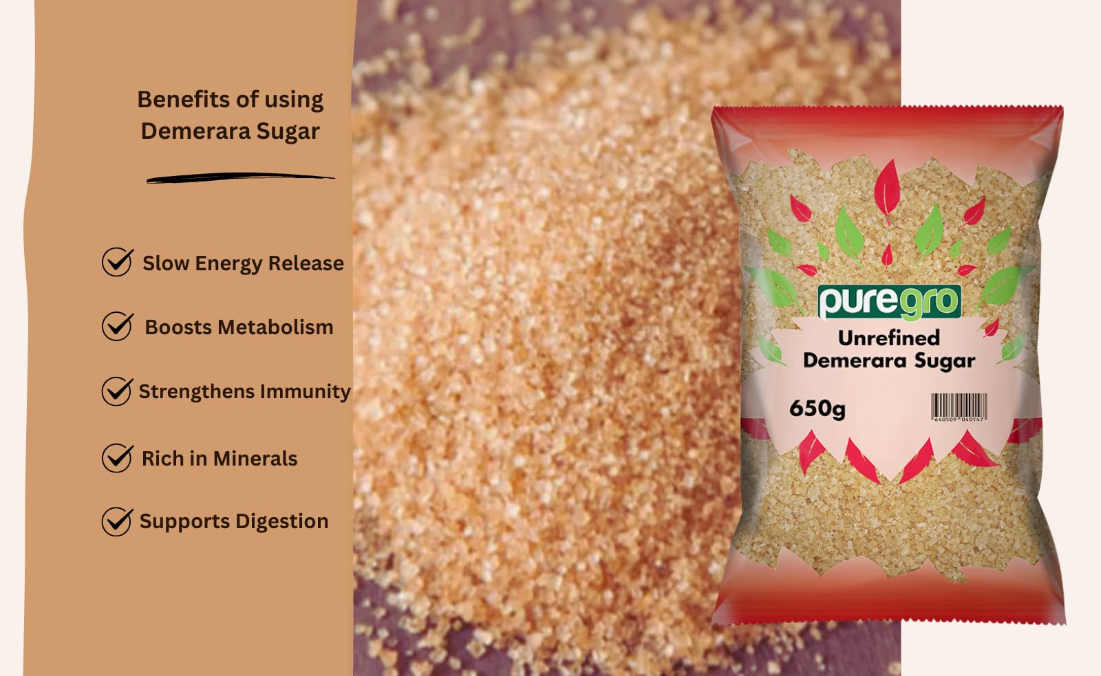 Puregro Demerara-Zucker – Premium-Goldrohrzucker zum Backen und für Getränke 6