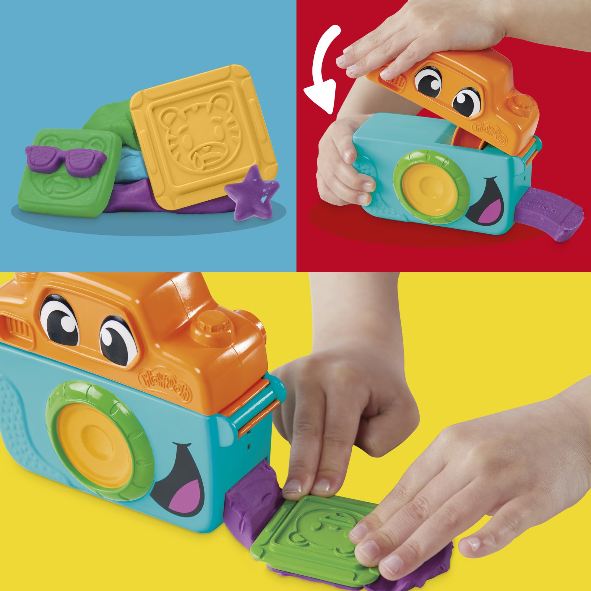 Play-Doh Photo Fun Spielzeugkamera-Starterset – Tiergesichter zum Drücken und Stempeln, für Kinder ab 2 Jahren 3