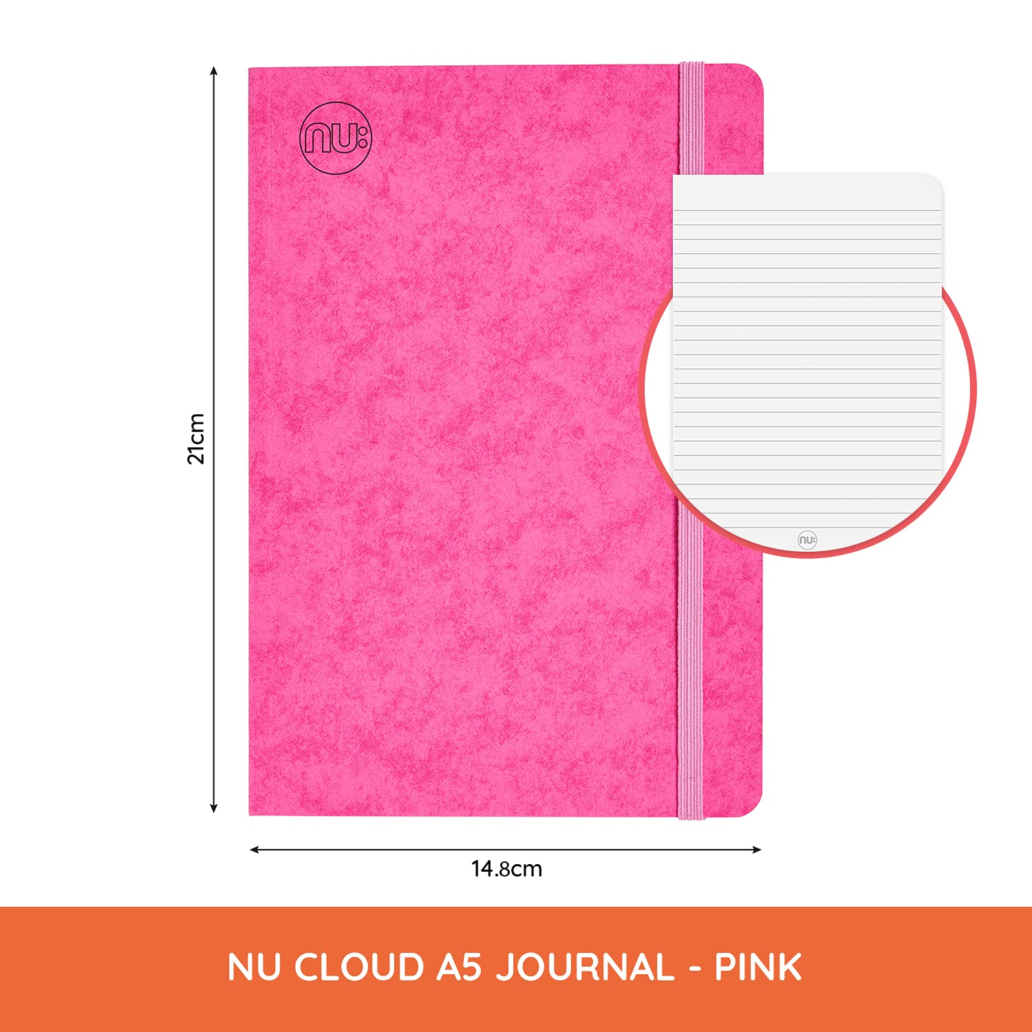nu: Executive Notebook - A5 Ruled Journal | 160 Pages, 80gsm FSC Paper | Pink