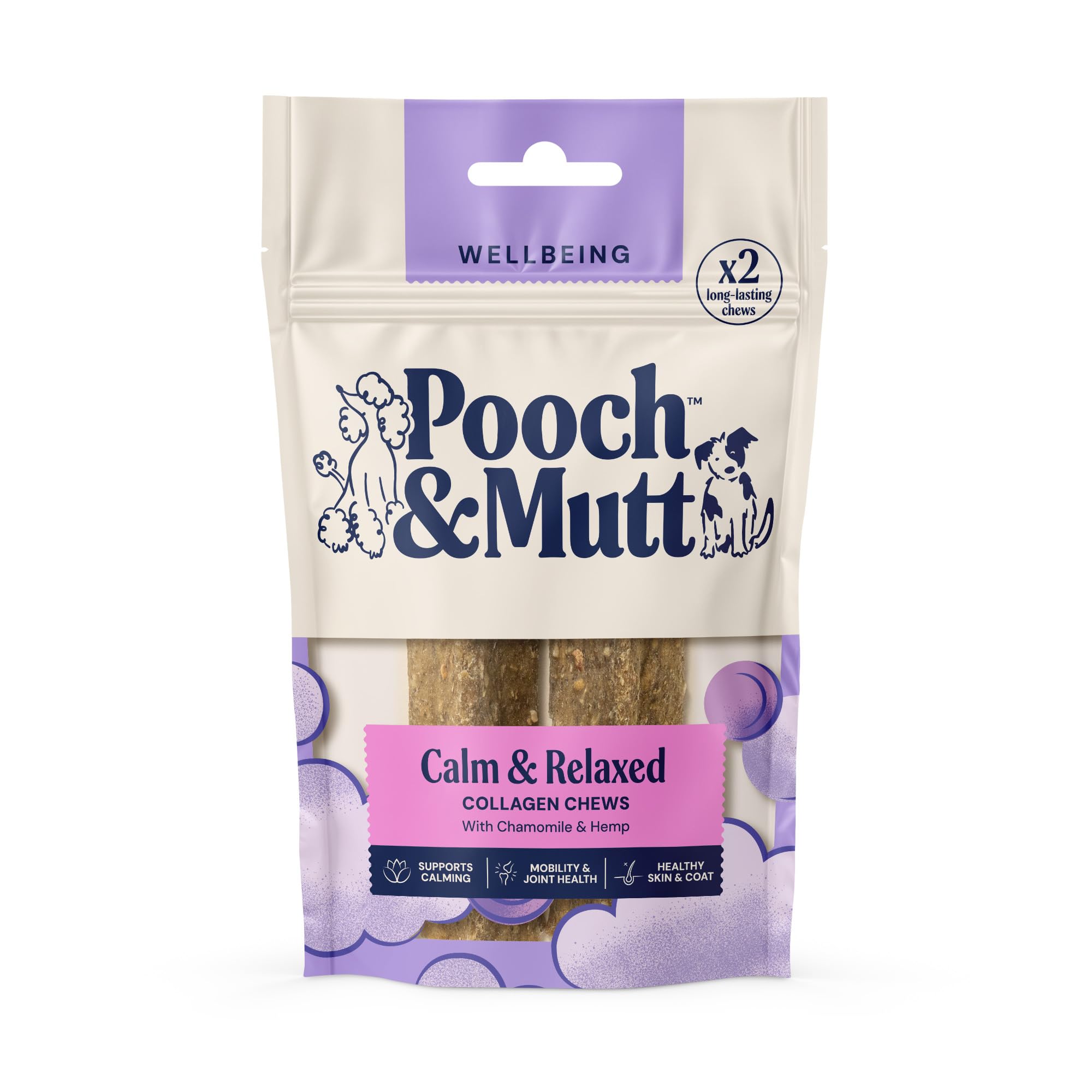 Pooch & Mutt Calming Collagen Dog Chews - Beef Flavor | Joint & Skin Support | 110 g Pouch