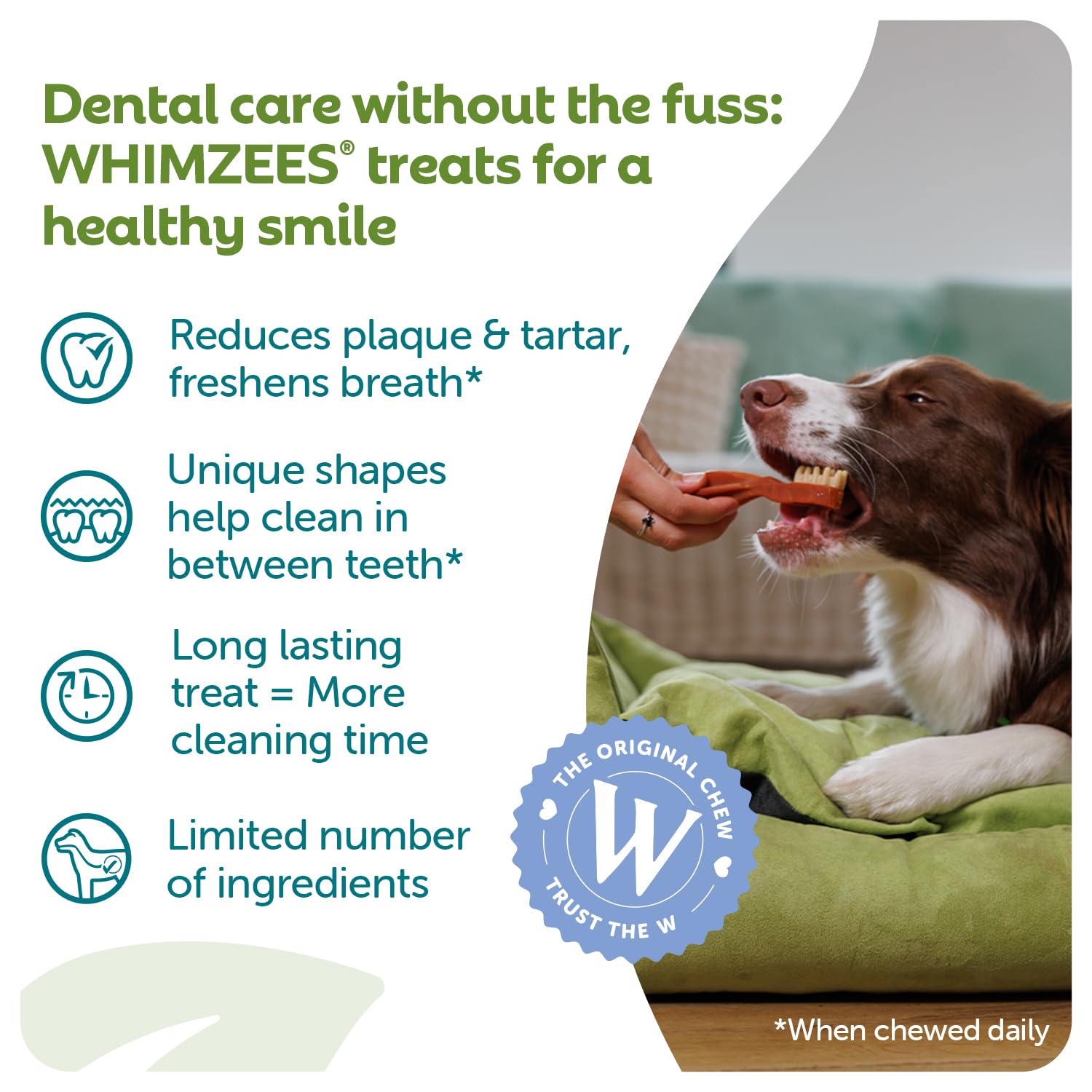 WHIMZEES Dog Dental Stix - Size M, 12 Pieces | Natural, Vegetarian, Grain Free