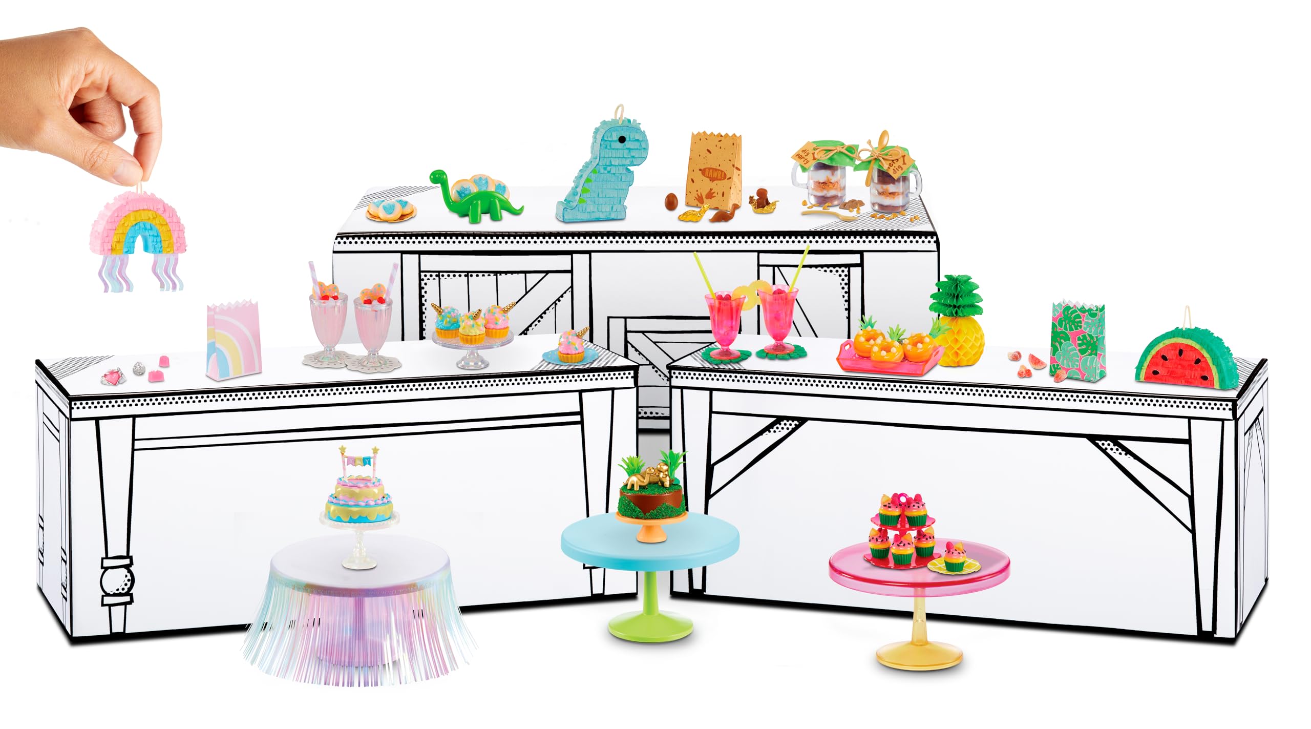 MGA's Miniverse Make It Mini Birthday - Rainbow, Dino, Tropical Party Theme Mini Collectibles with Resin Play & DIY Craft Kit