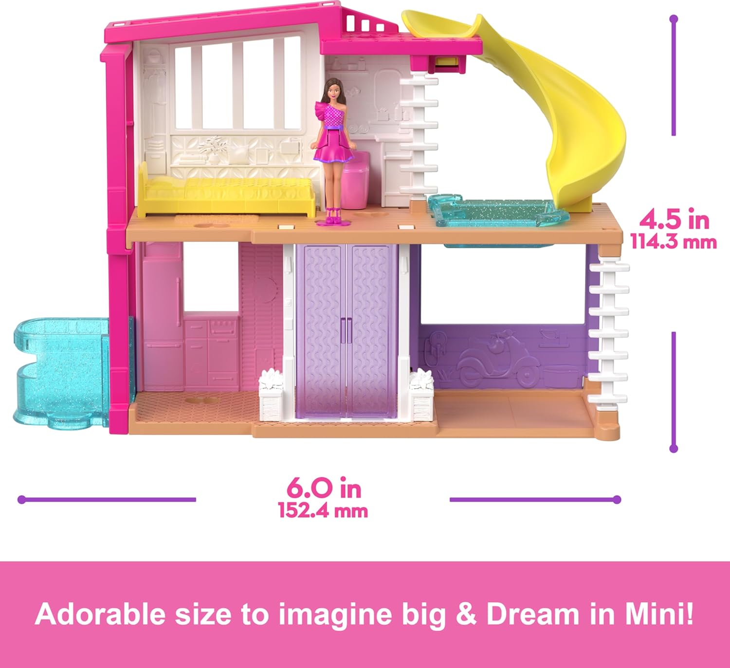 Mini BarbieLand Doll House Playset with 1.5-inch Doll - Barbie Dreamhouse HYF47