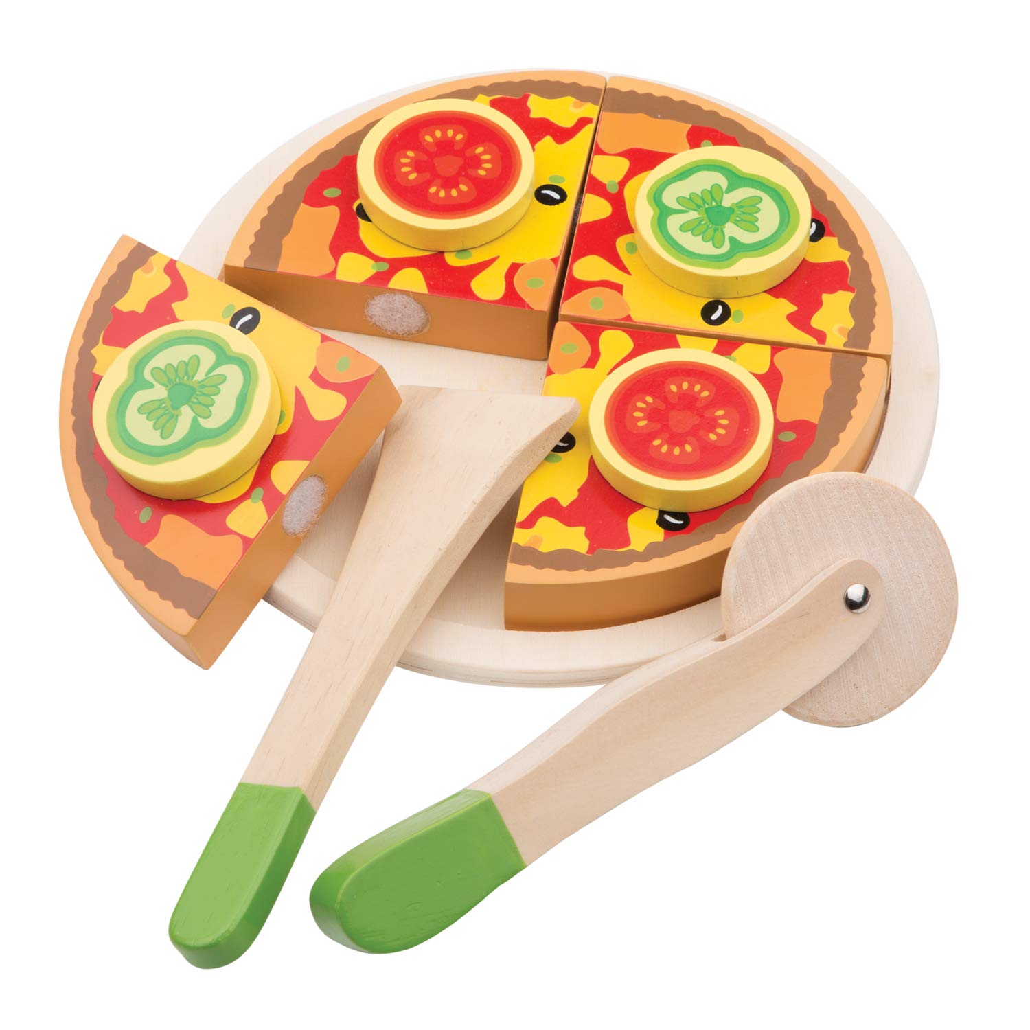 Woet Wooden Pretend Play Cutting Pizza Vegetable Toy | EN71 Safe | Ages 2+ | Model 10587 1