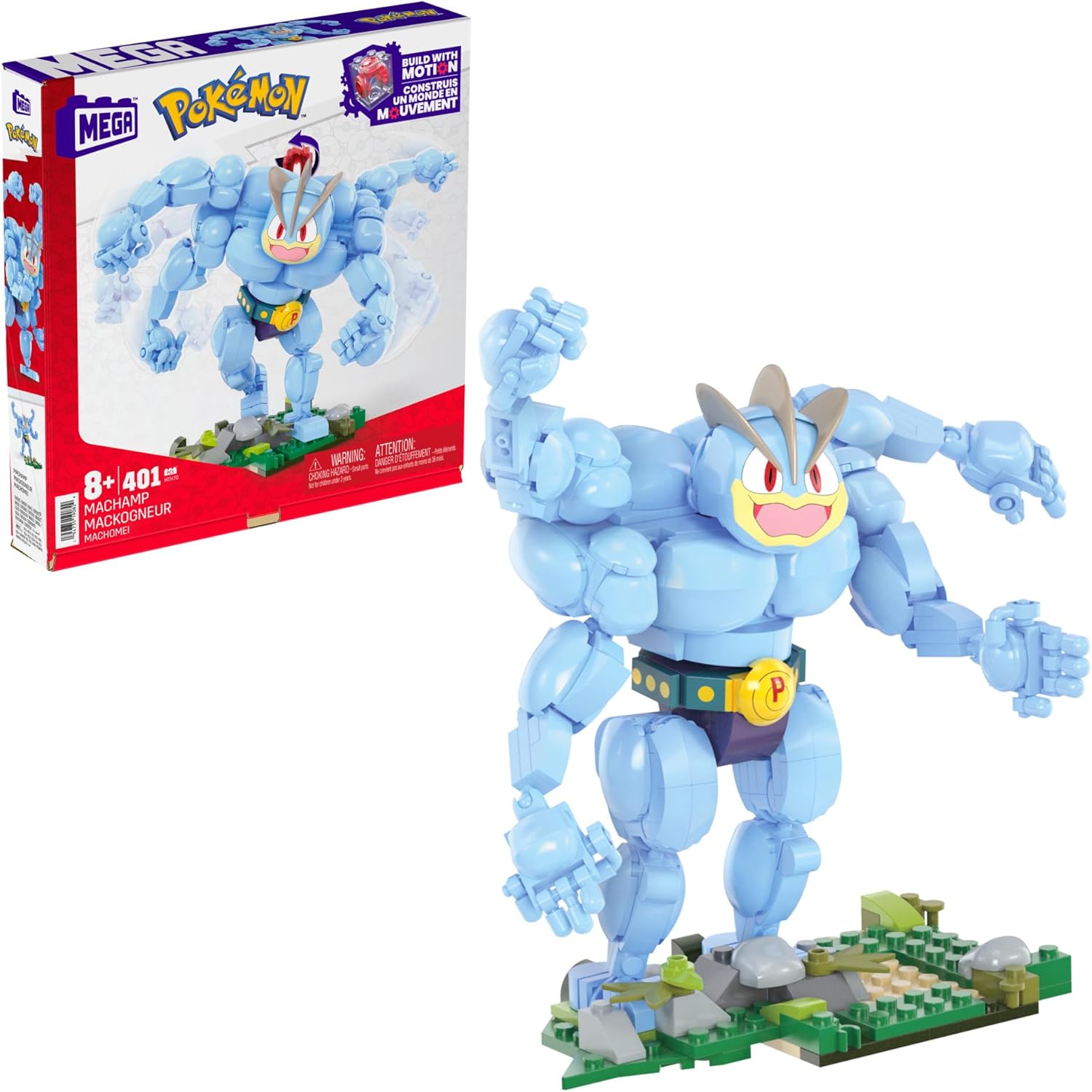 MEGA Pokémon Machamp Building Toy - 401-Piece Action Figure with Motion Brick, Ages 8+