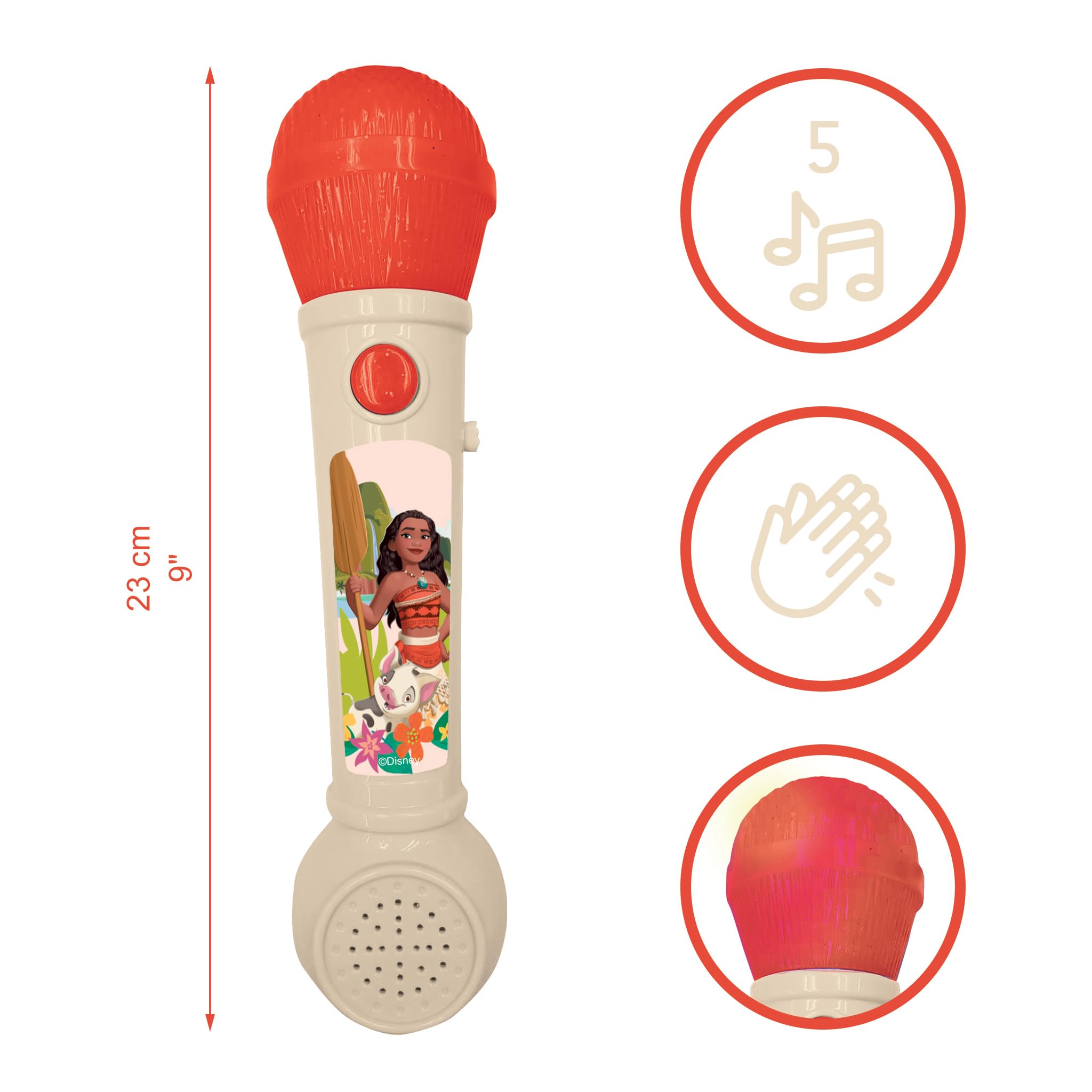 LEXIBOOK Moana Lighting Microphone - Musical Toy with Built-in Speaker & Light Effects