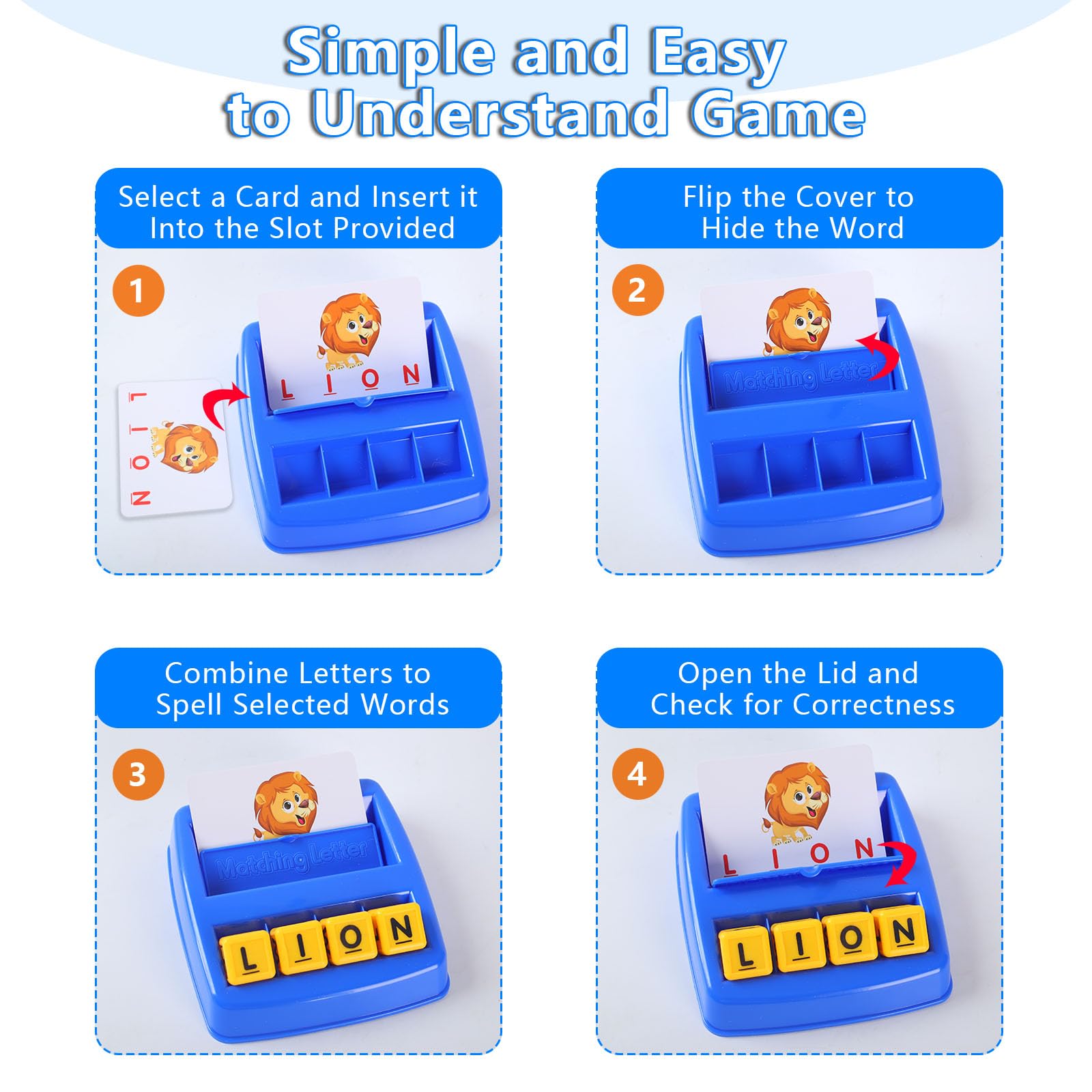 MOXYOY Educational Spelling Matching Game - Learning Toy for Kids Ages 3+