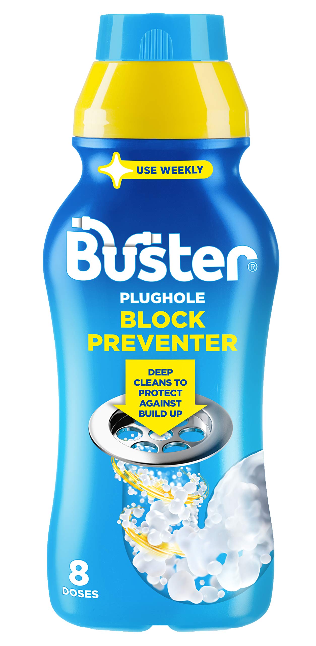 Buster Plughole Block Preventer - 500ml Deep Clean Pipe & Overflow Treatment