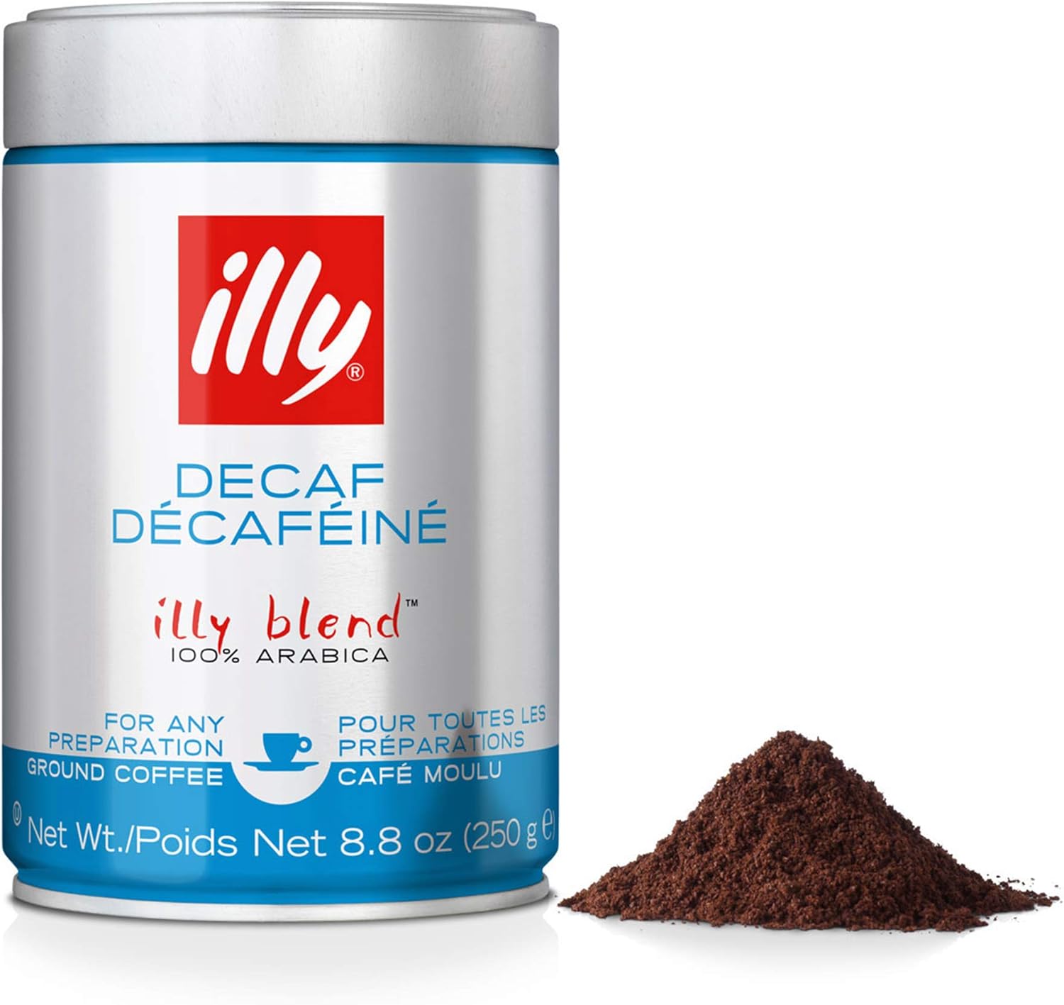 illy Coffee - Decaffeinated Ground Coffee, Medium Roast, 100% Arabica, 250g