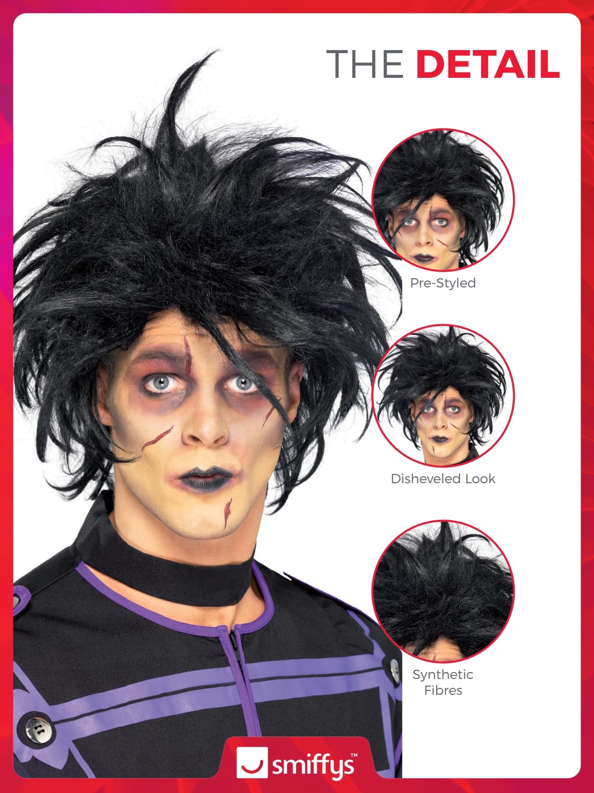 Smiffys Men's Psycho Character Black Wacky Wig, One Size 4
