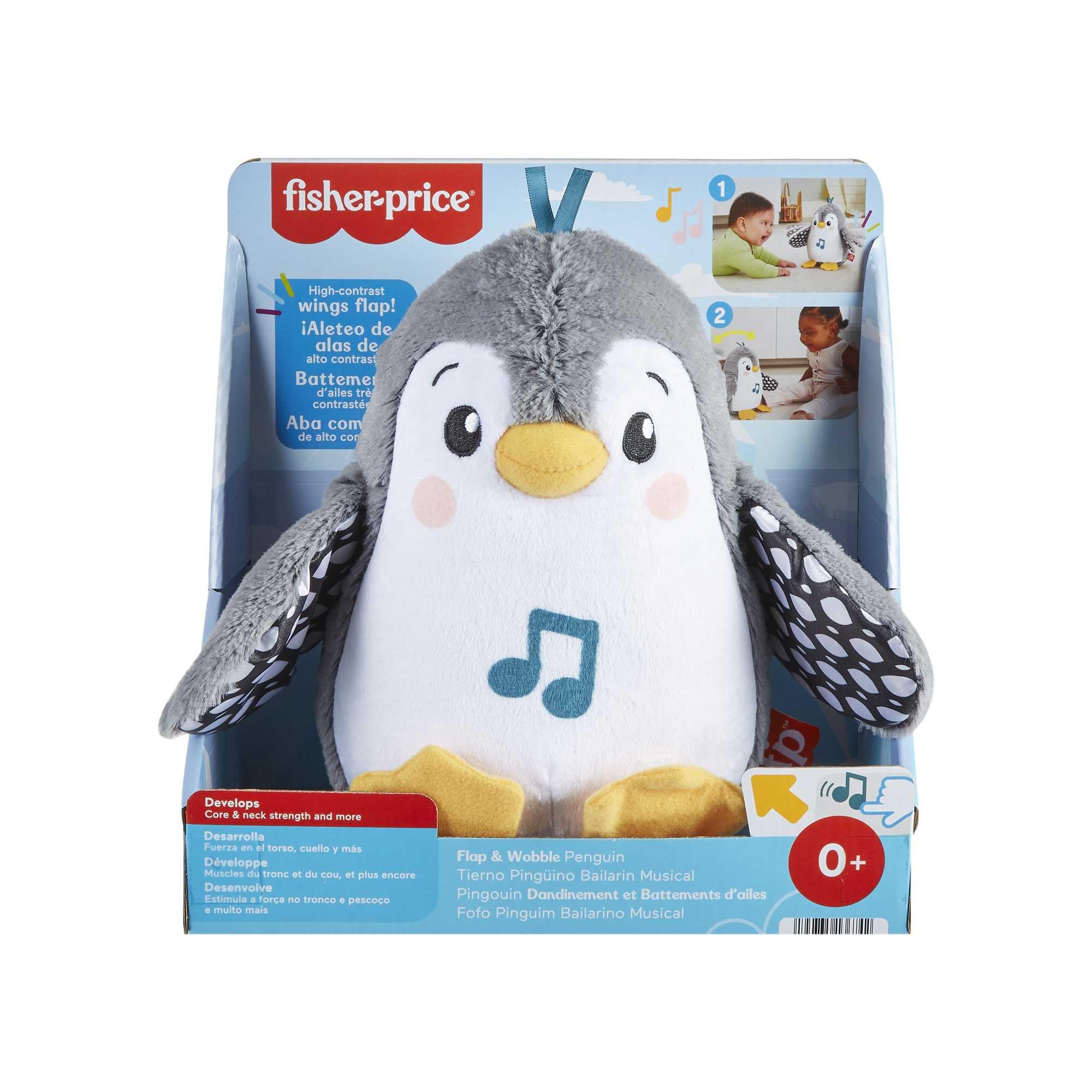 Fisher-Price Flap & Wobble Penguin - Plush Musical Tummy Time Toy for Newborns 0+ Months 4