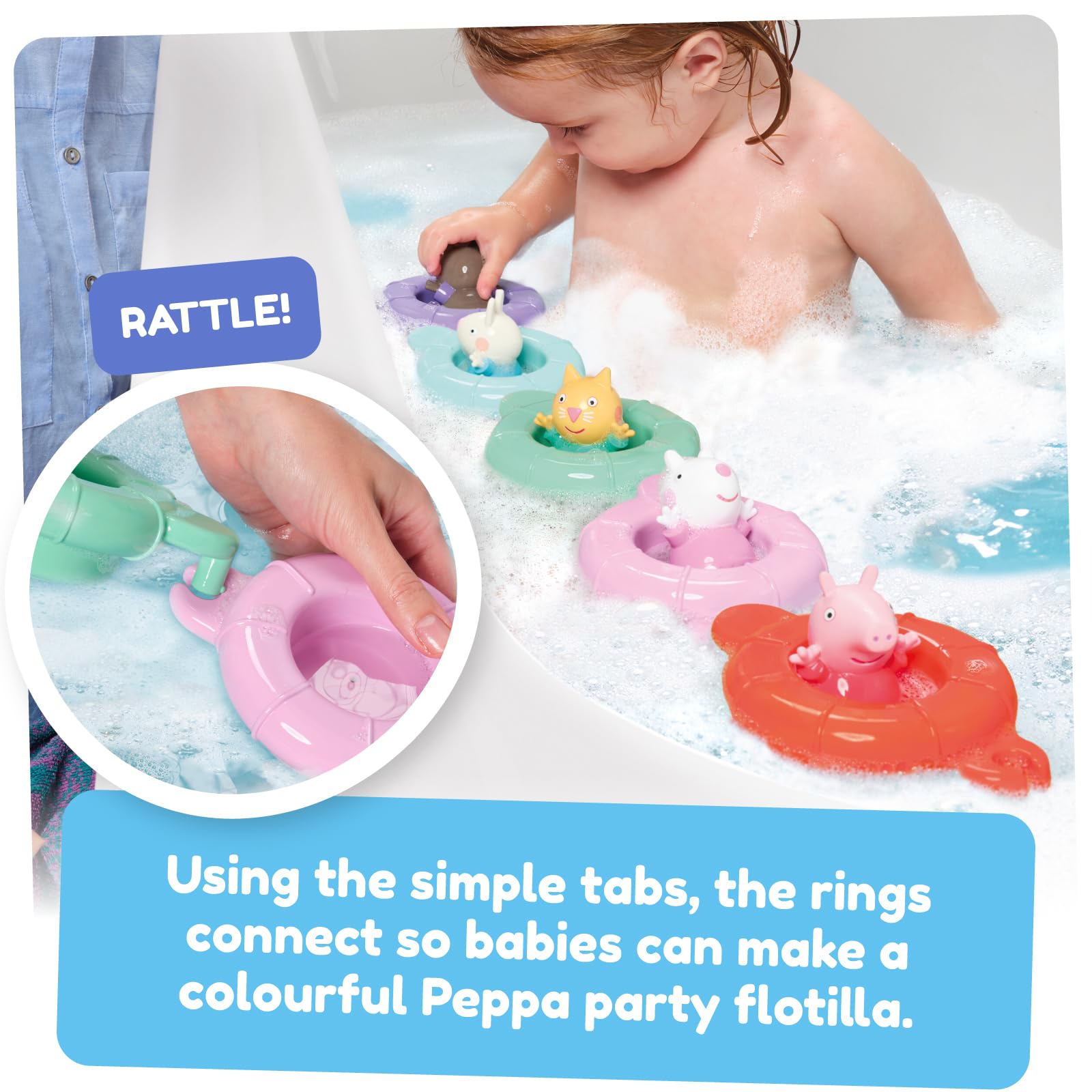 TOMY Toomies Peppa’s Pool Party - 5 Floating Ring Cups with Squirting Characters 7