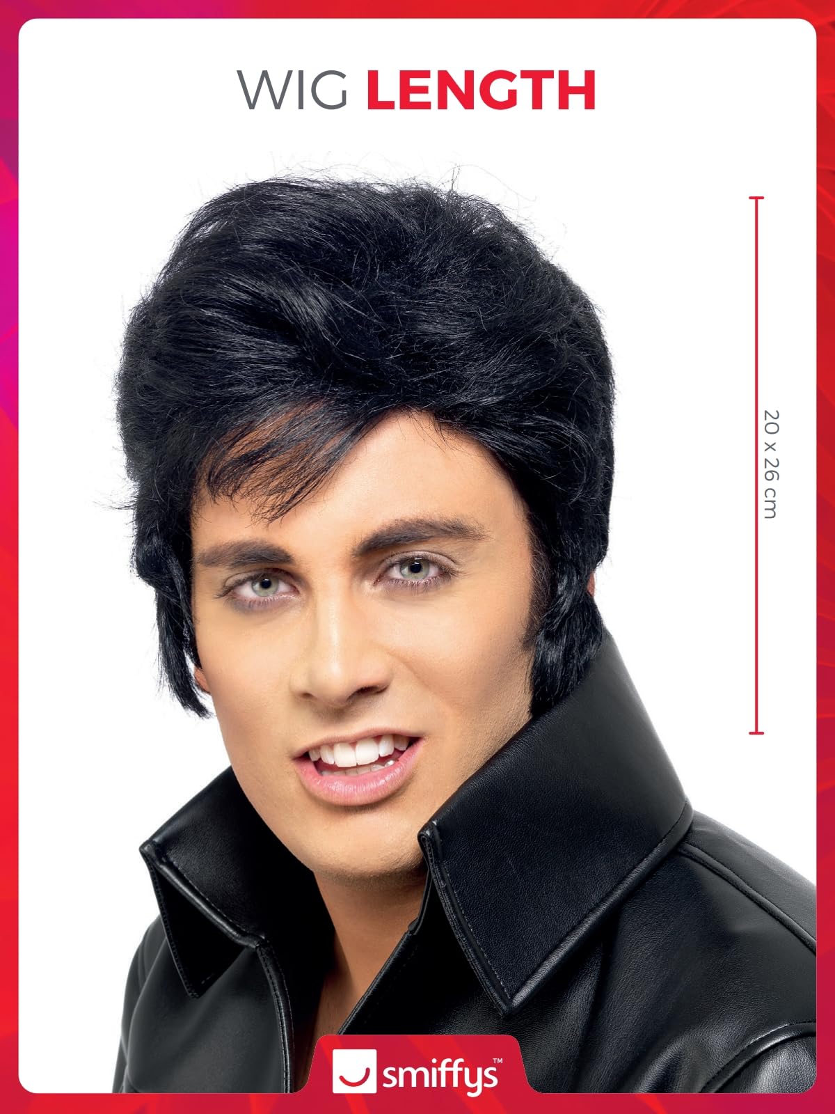 Smiffys Elvis Wig - Black with High Quiff and Sideburns 5