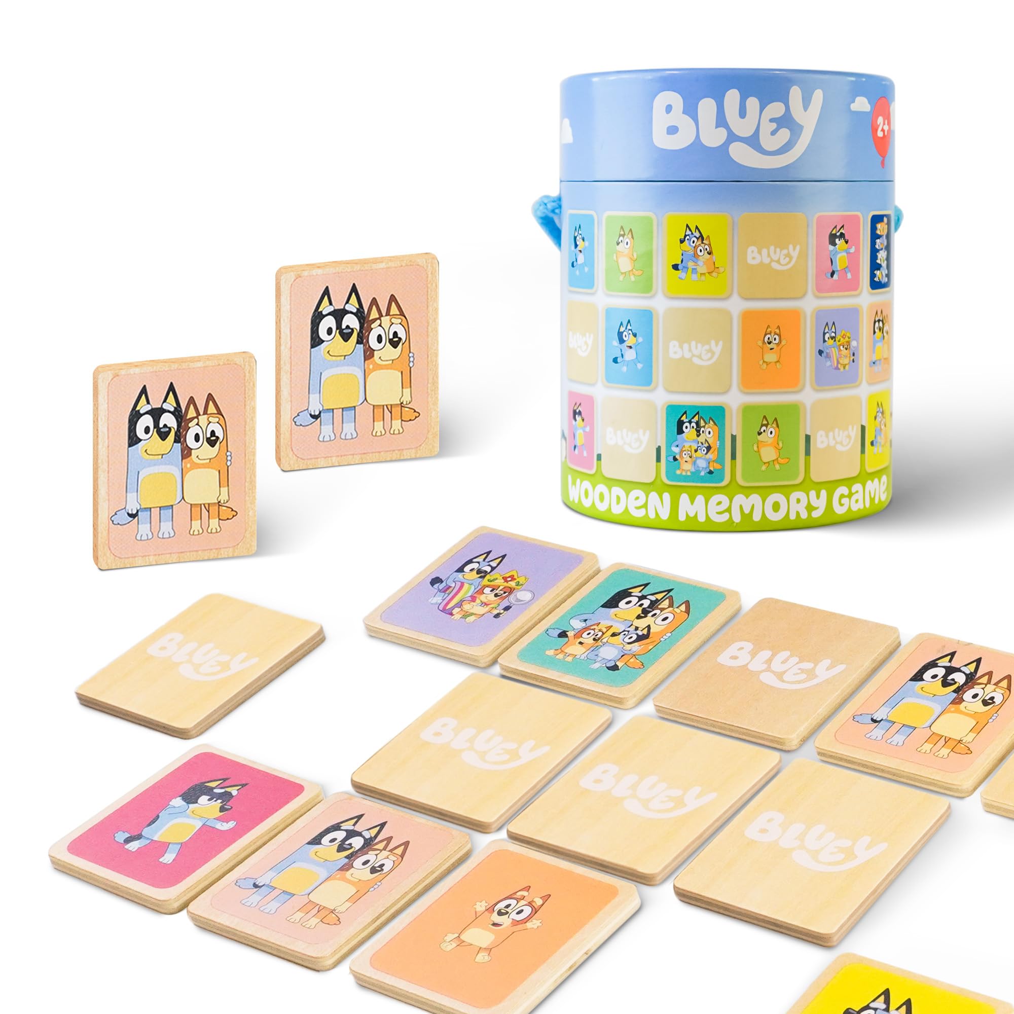 Bluey Wooden Memory Game for Kids Ages 2+ - Matching & Pairing Card Game | Durable Wood