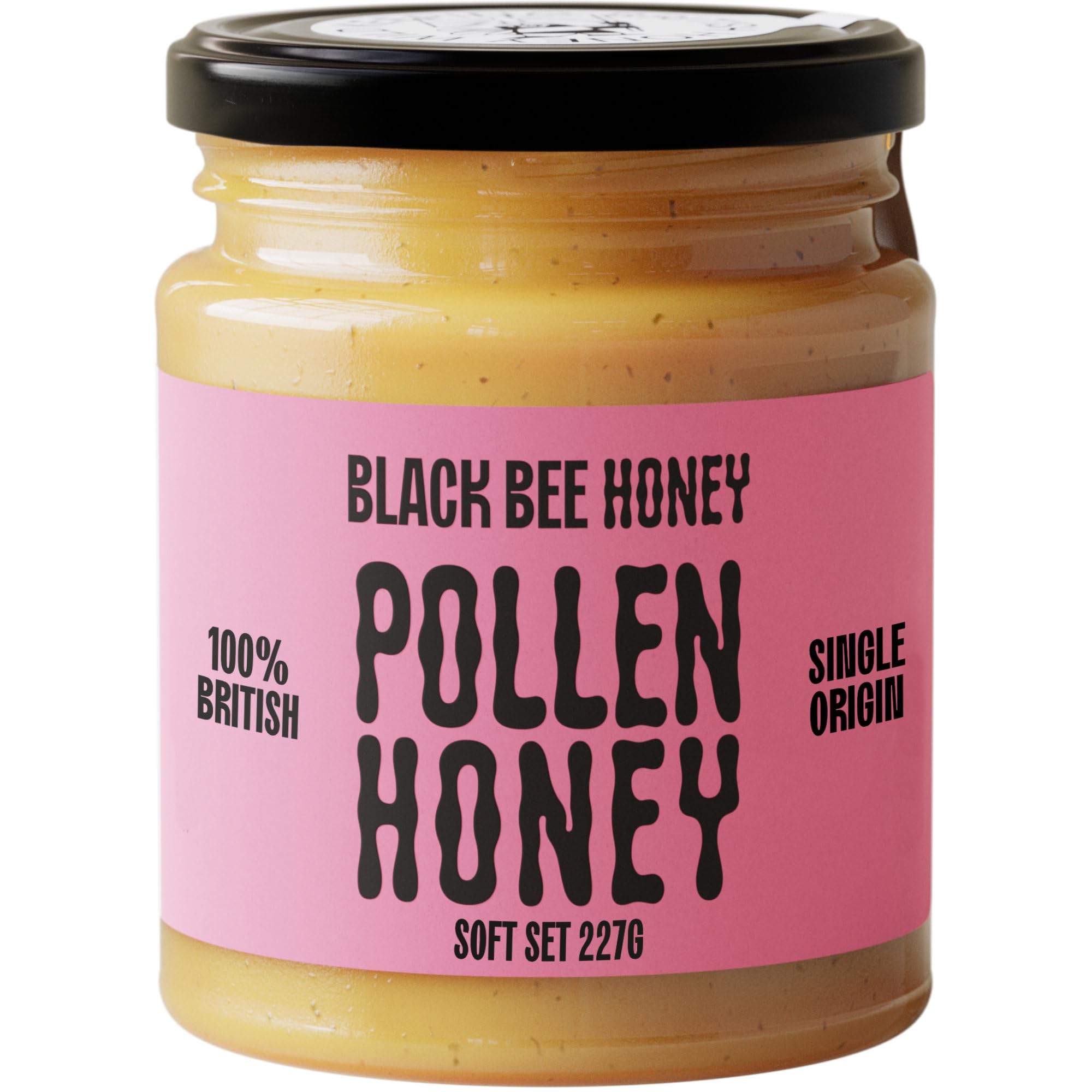Black Bee Honey - Pure British Spring Honey with Bee Pollen Granules | 227g 1