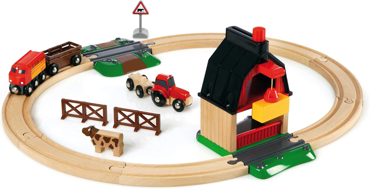 BRIO World Farm Train Set - Wooden Railway Playset with Magnetic Trains & Accessories 5
