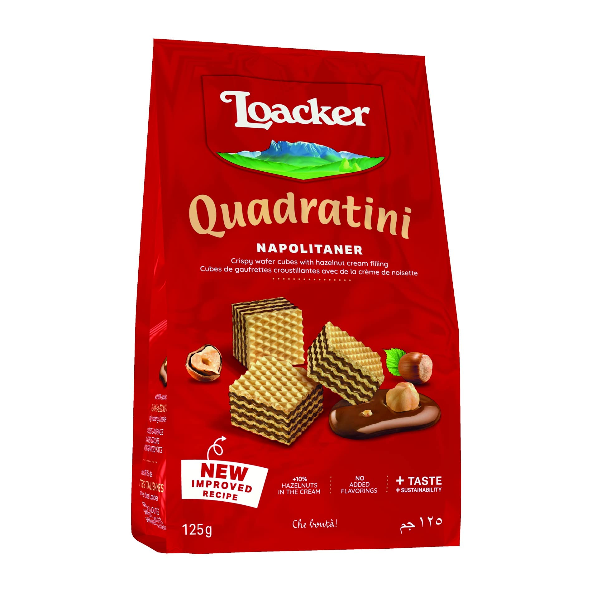 Loacker Quadratini Mini Wafer Biscuits, Napolitaner Hazelnut, 125g