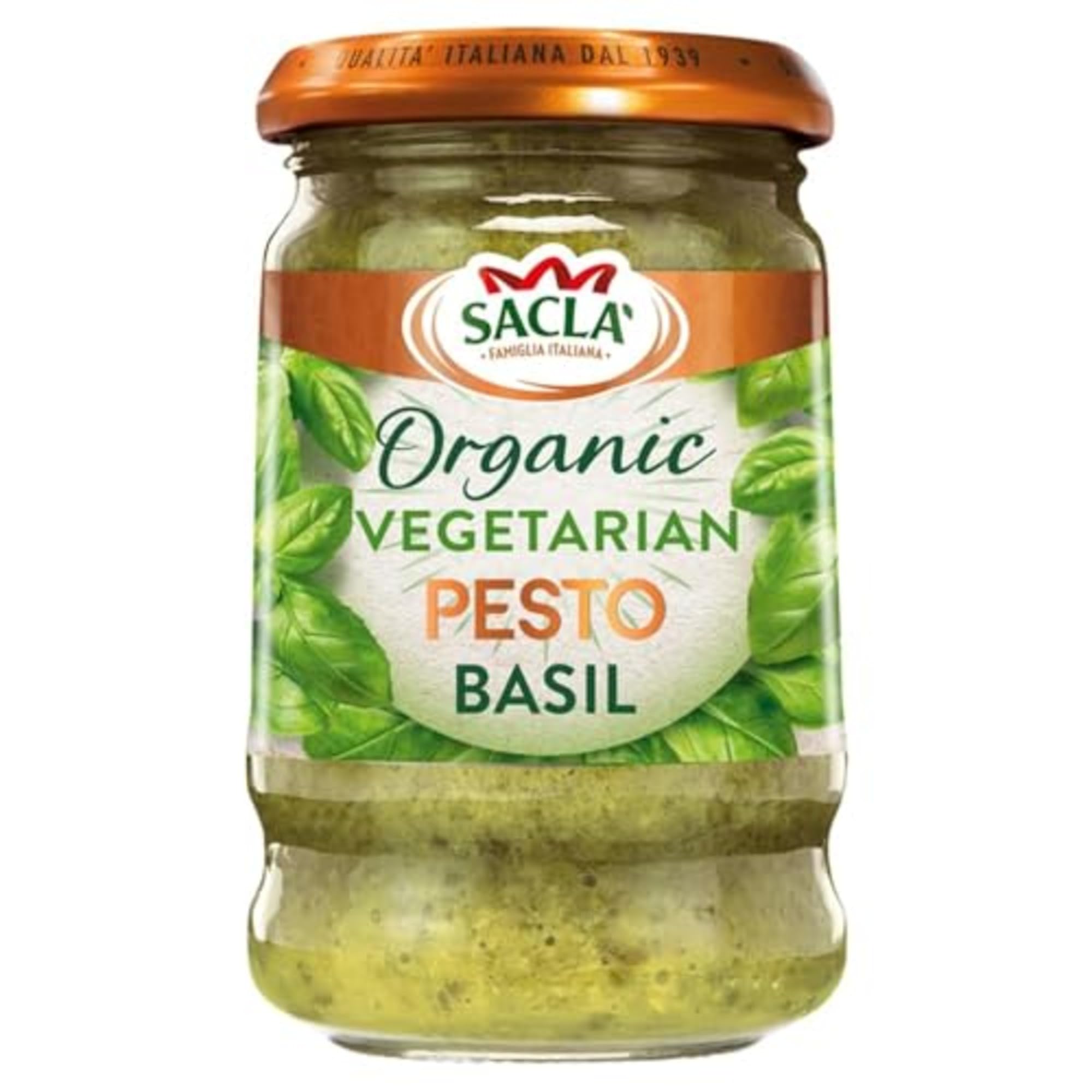 Sacla Italian Organic Vegetarian Basil Pesto Sauce - 190g