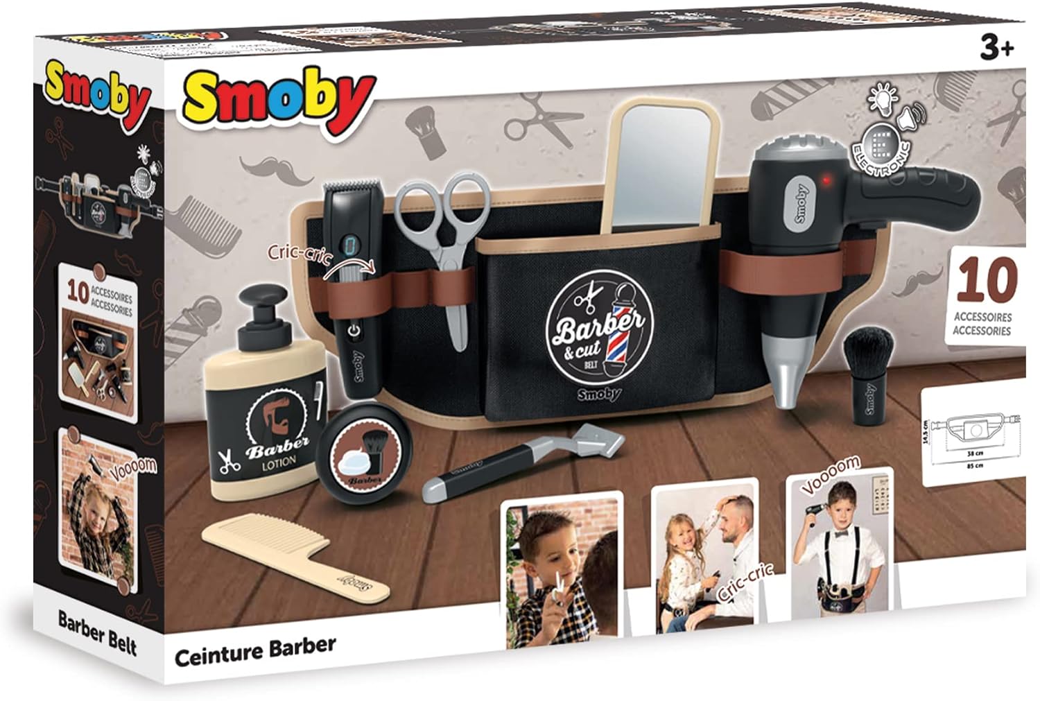 Smoby Barber Tool Belt Playset - 10-Piece Pretend Haircut Kit for Kids 3 Years and Up 5