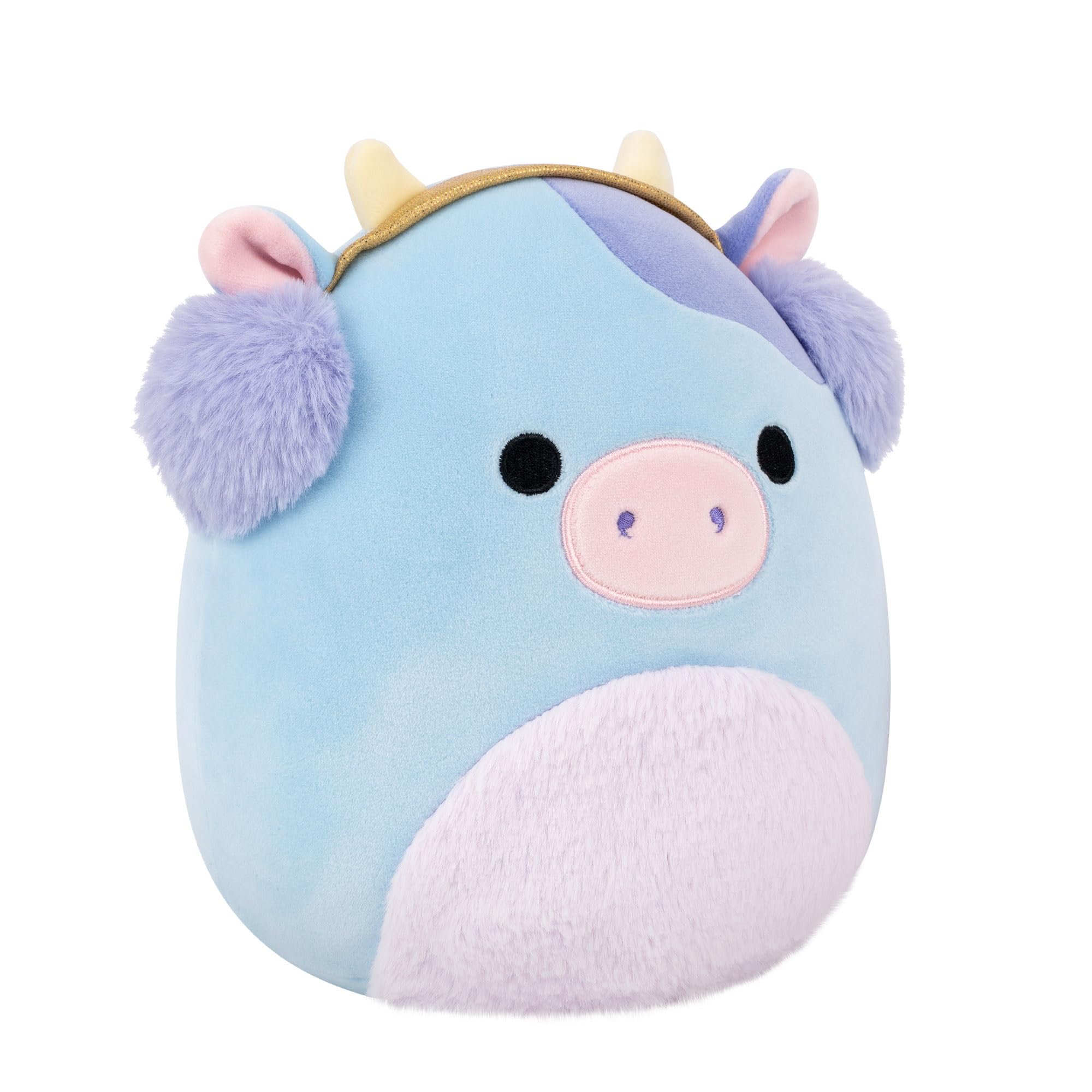 Squishmallows Clayton the Blue Cow with Earmuffs - 7.5-Inch Plush Toy for Ages 3+ 4