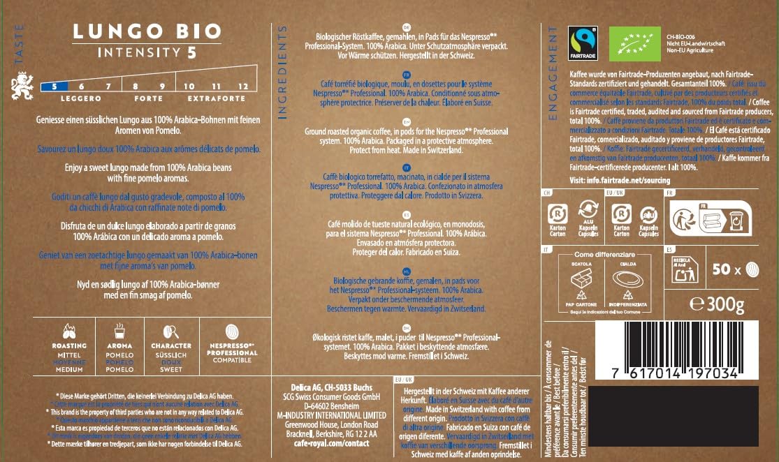 Café Royal Professional Pads, Bio Lungo, 50 Pods for Nespresso Professional Machines 8