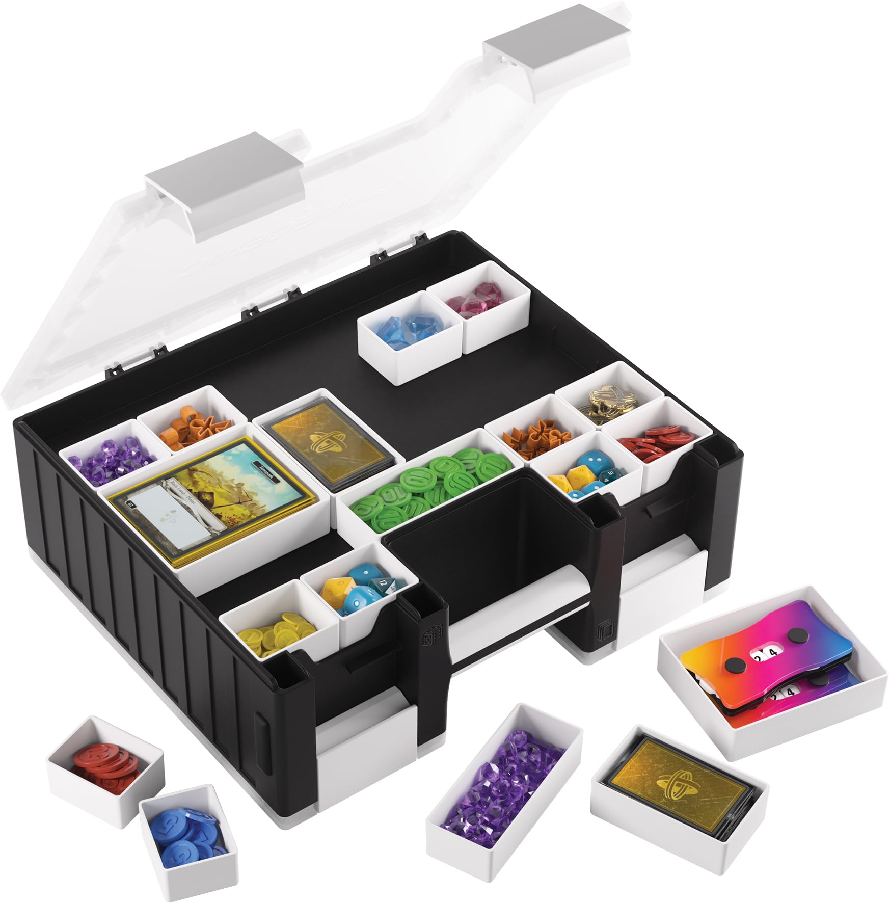 Gamegenic Game Castle Black/White/Clear - Double-Sided Card and Token Storage Case 5