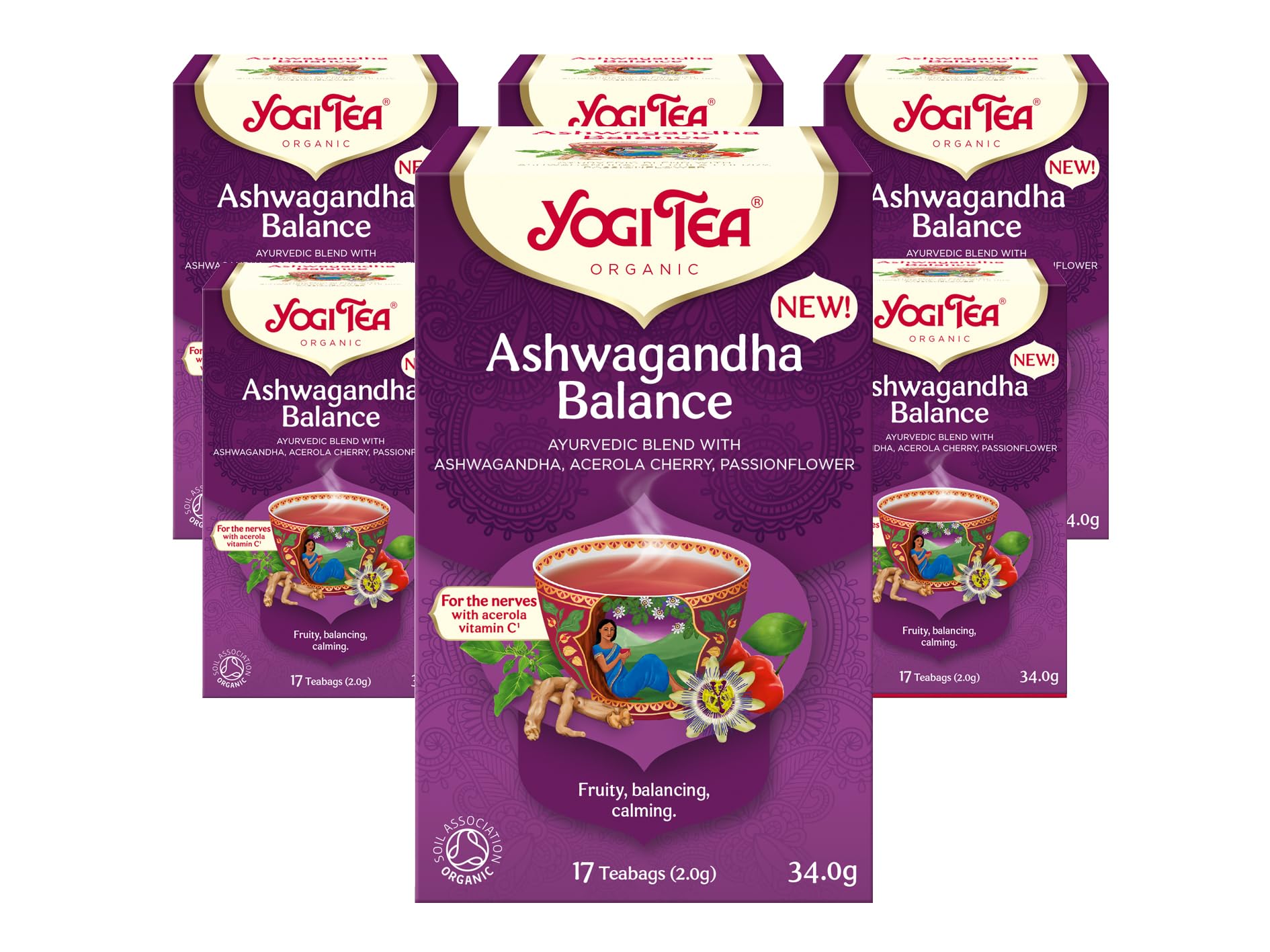 YOGI TEA Ashwagandha Balance Organic Herbal Tea - Promotes Relaxation & Stress Relief | 6 x 17 Bags
