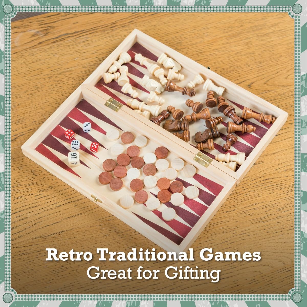 Toyrific Chess, Draughts And Backgammon Game Board, 3-in-1 Board Games for Kids 13