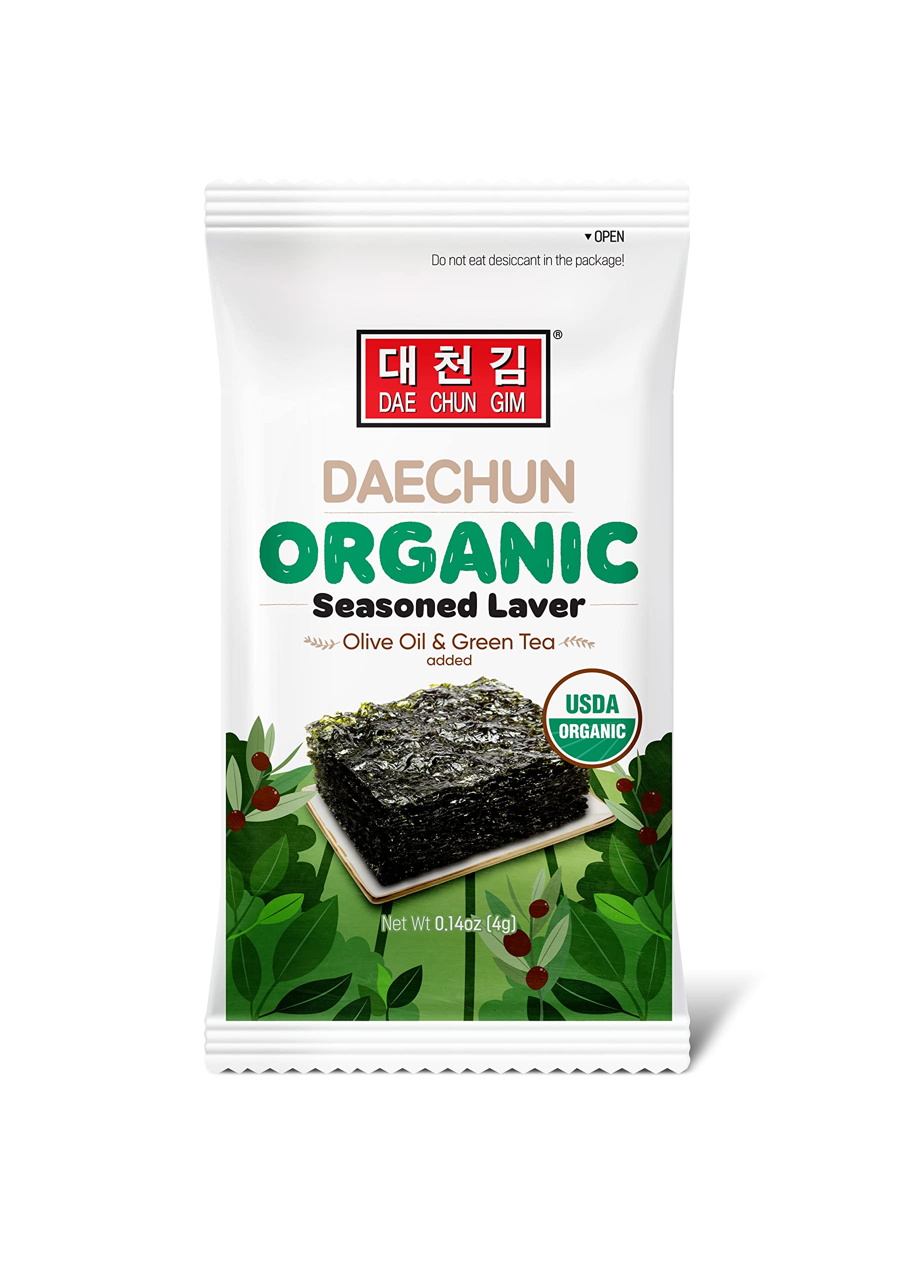 DAECHUN Organic Seaweed Snack, 20 Pack, USDA Certified, Roasted with Organic Olive Oil 6