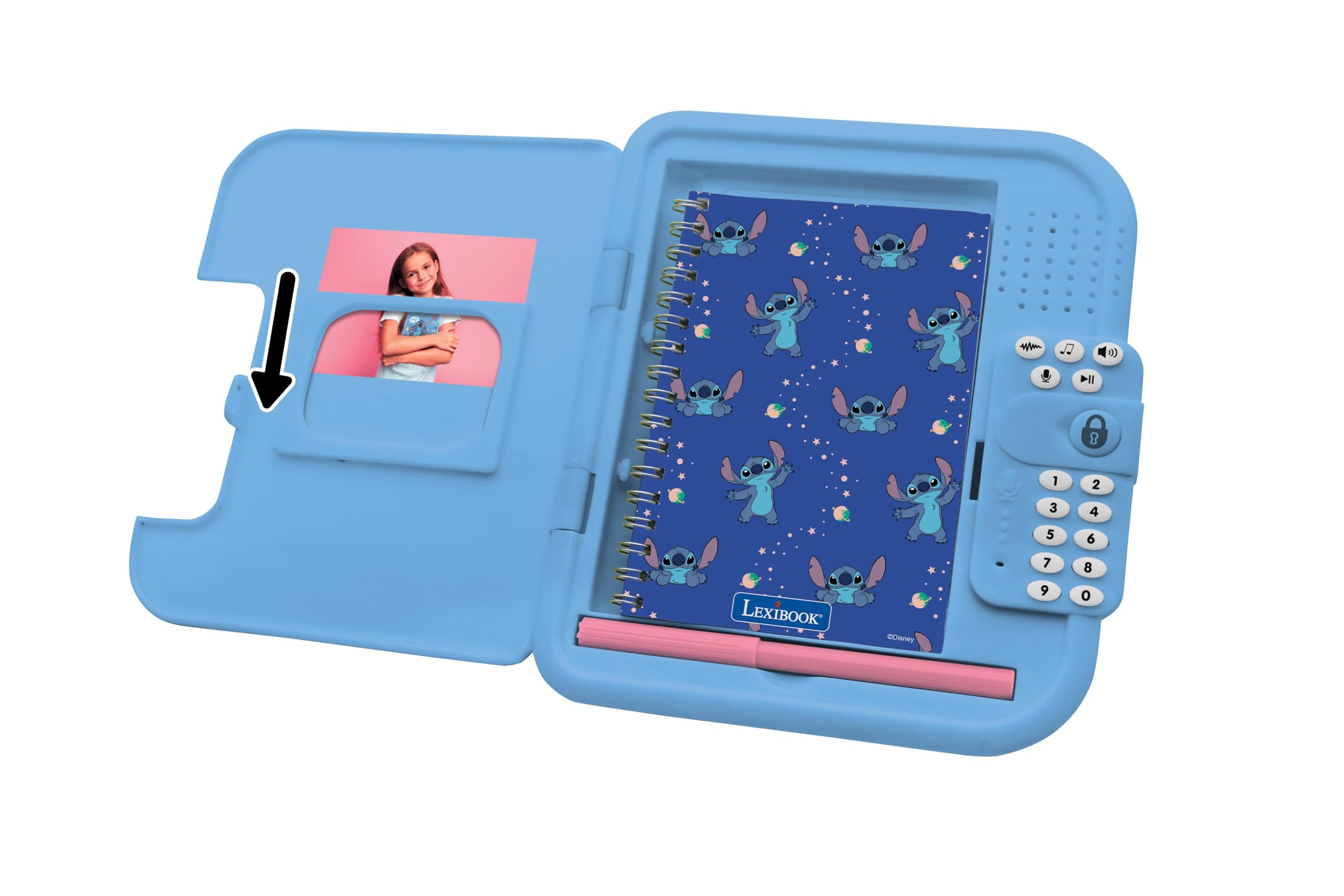 Lexibook Disney Stitch Electronic Secret Diary - Password Protected with Pen, Voice Recorder & Sound Effects, Blue 16
