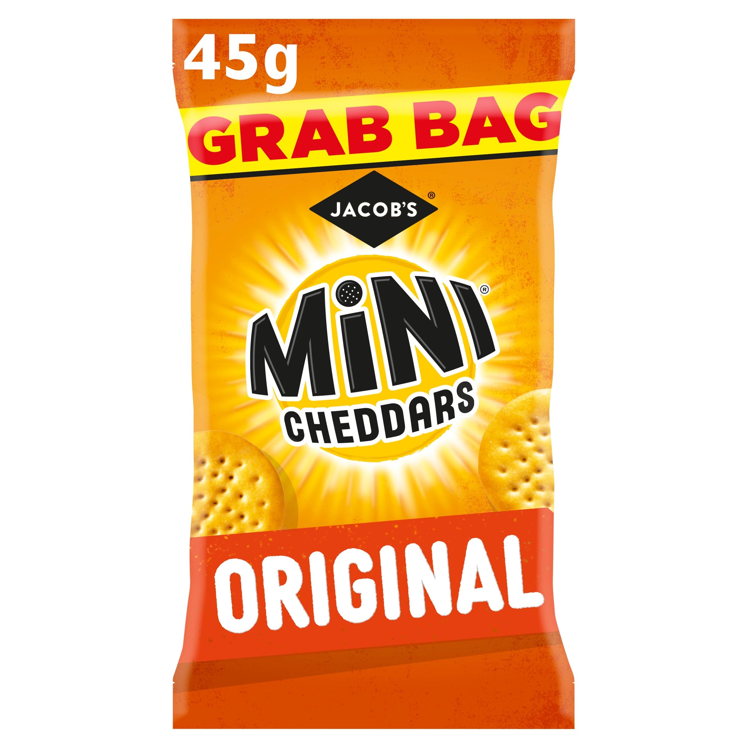 JACOB'S Mini Cheddars Original Snacks Grab Bag, 45g Pack of 1
