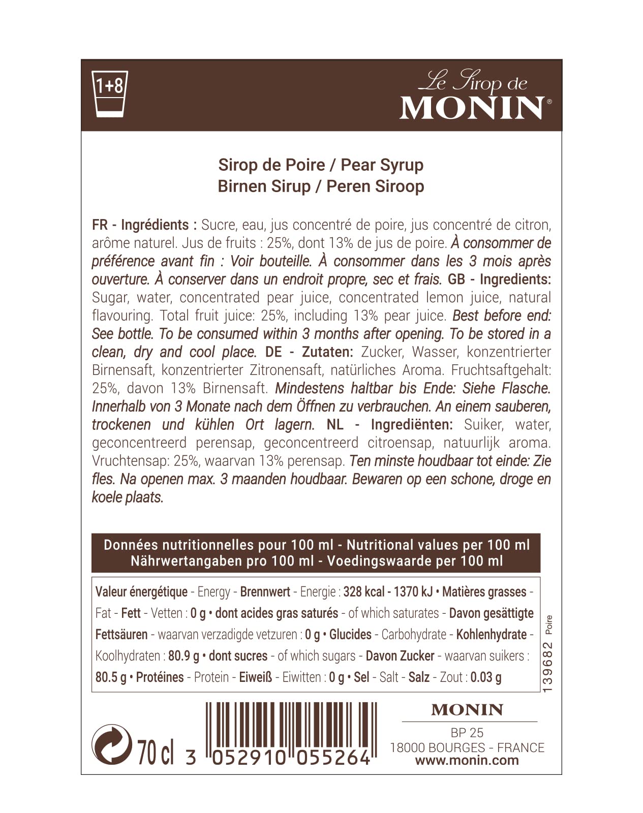 Monin Premium Pear Syrup - 700ml | Vegan, Kosher, Halal | Natural Flavourings 4
