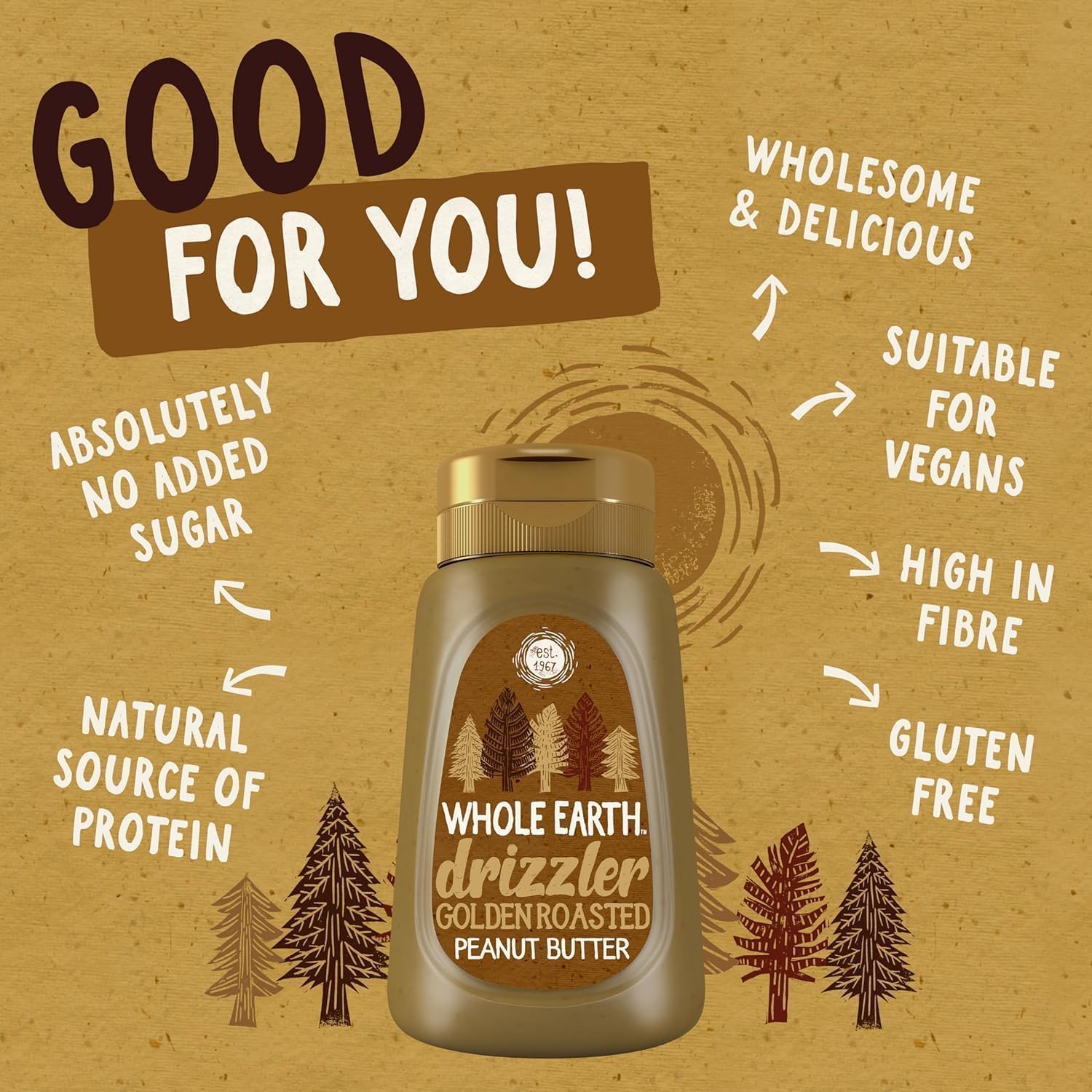 Whole Earth Drizzler Golden Roasted Peanut Butter - Super Smooth Squeezy Runny Nut Spread 1 x 320g 7