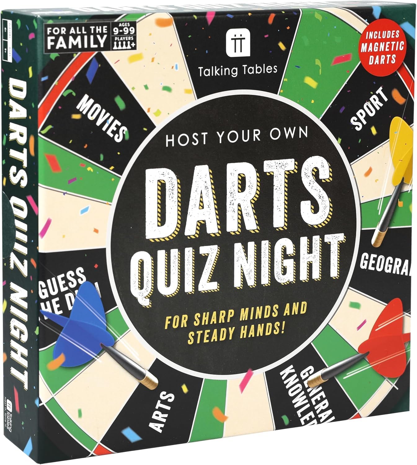 Talking Tables Magnetic Darts Quiz Night Pub Game - Trivia & Dartboard Hybrid 5