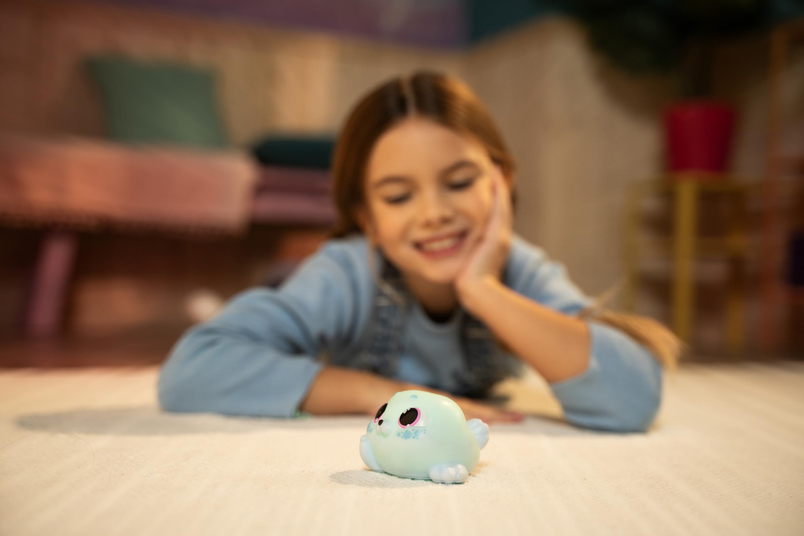 Animagic Let's Glo Seal - Blue | Glowing, Gliding, Squishy Interactive Toy for Kids 4