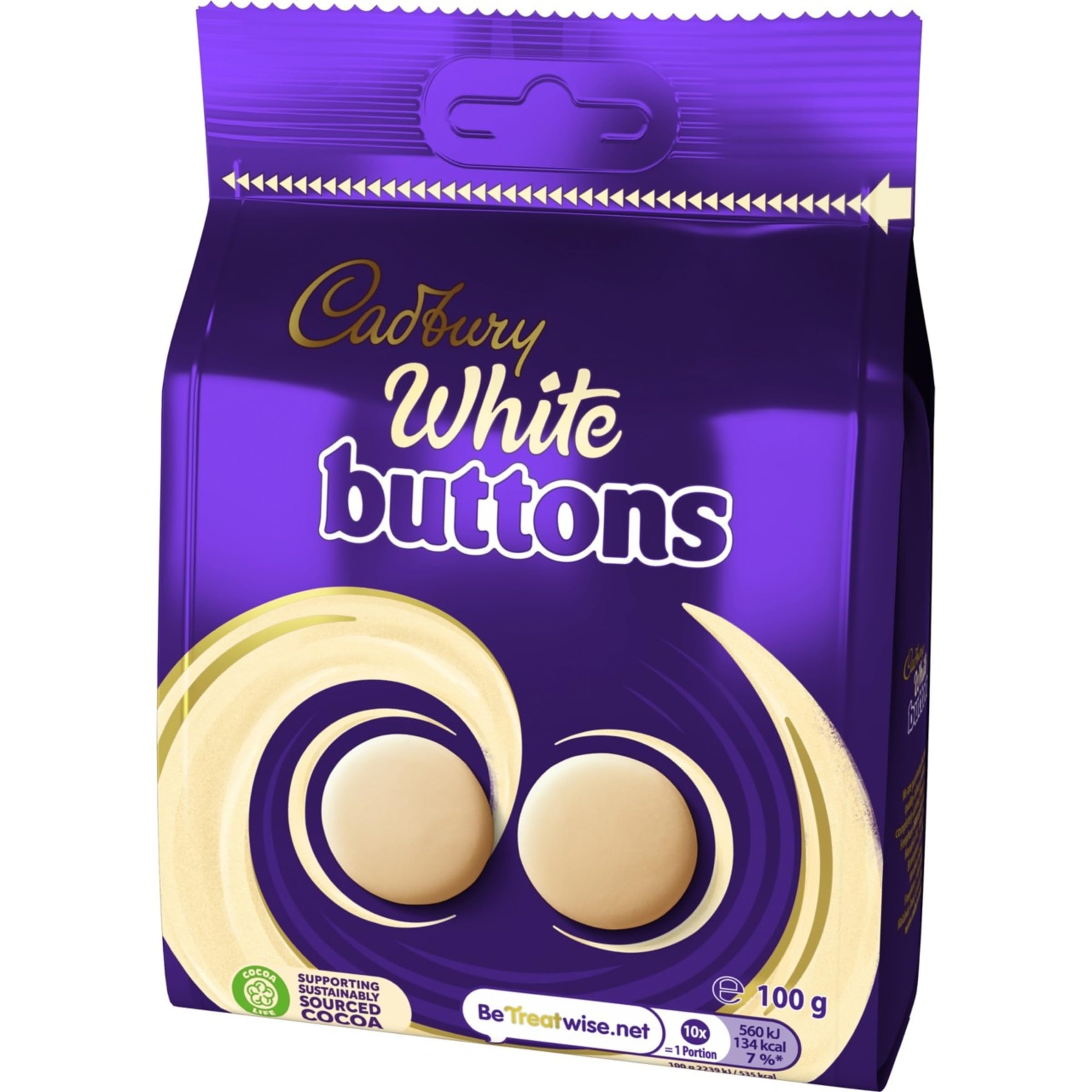 Cadbury - White Chocolate Giant Buttons, Bite Size Treats, 100 g