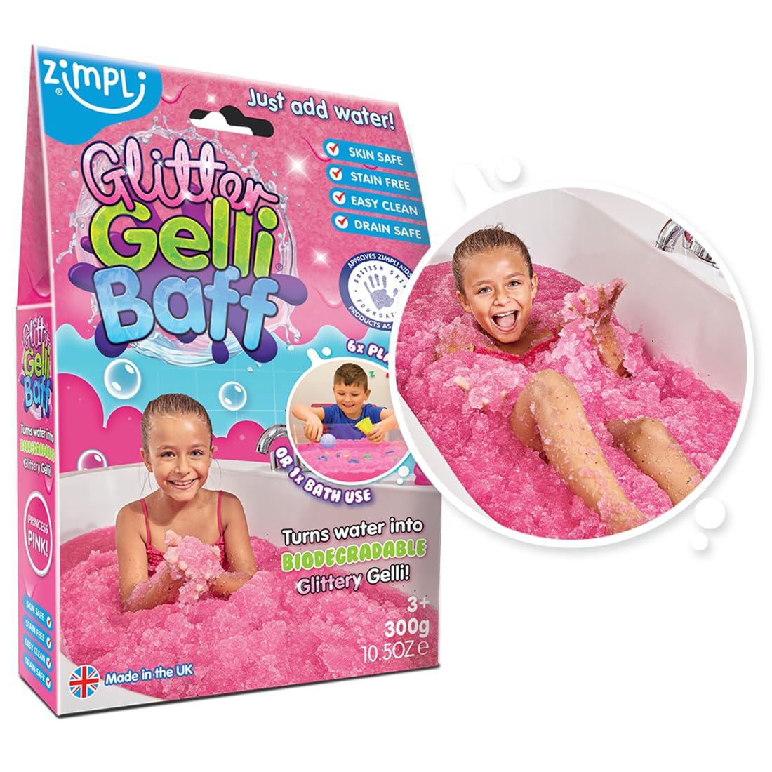 Glitter Gelli Baff Pink - Turns Water into Squishy Goo, Ages 3+ 7