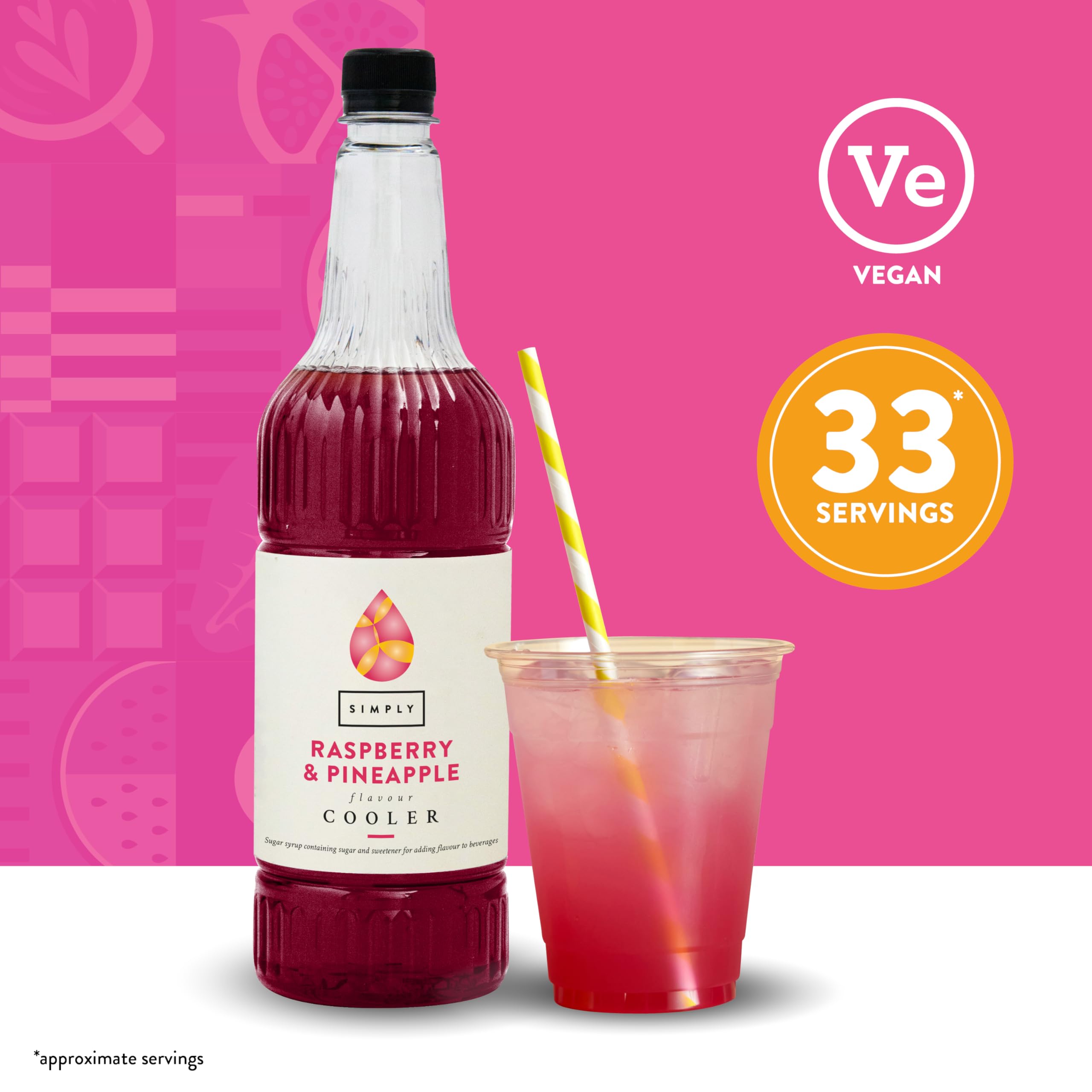 Simply Raspberry & Pineapple Cooler Beverage Syrup - Vegan, Gluten Free | 1 L