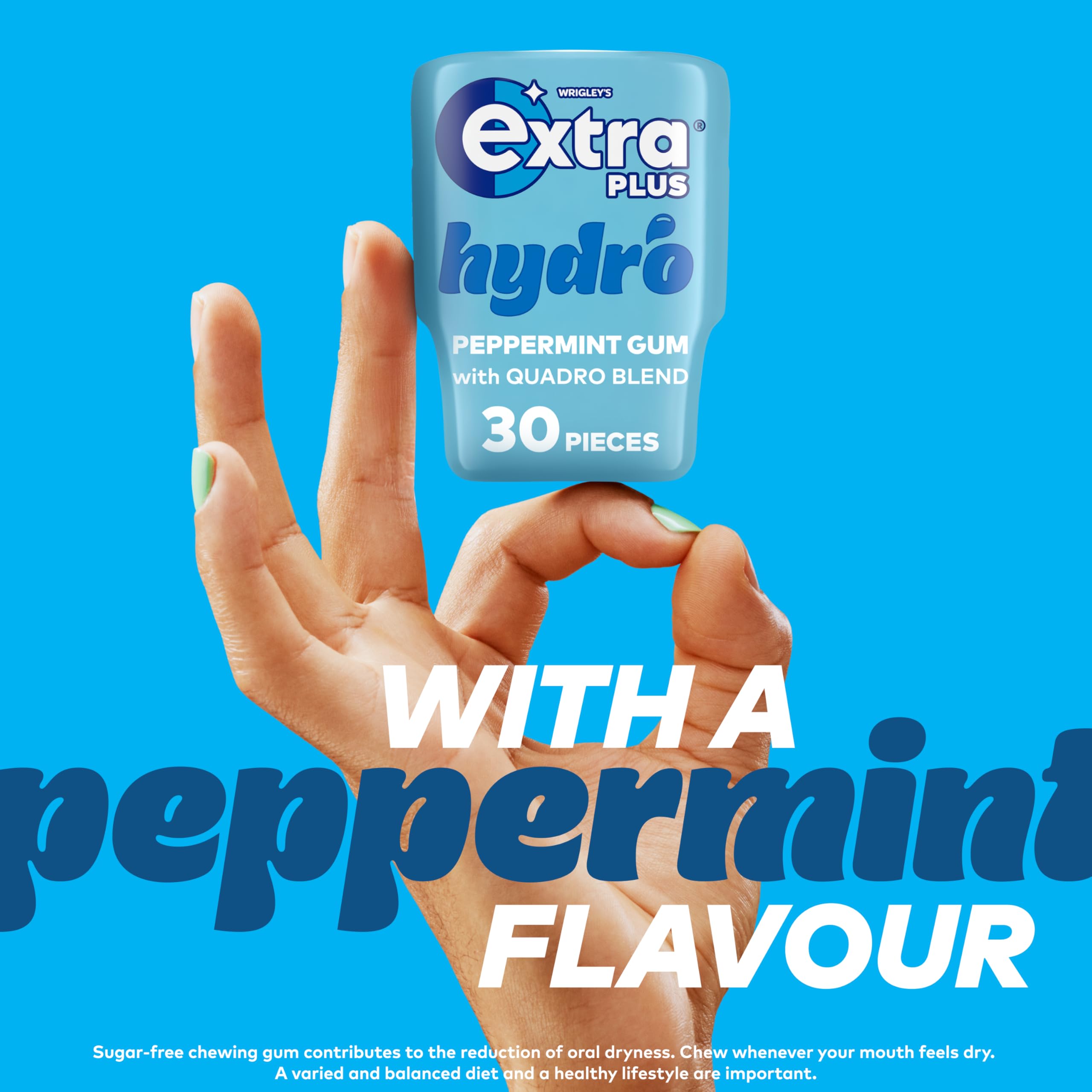 Extra Plus Hydro Spearmint Sugar Free Chewing Gum Bottle, 30 Pieces 5