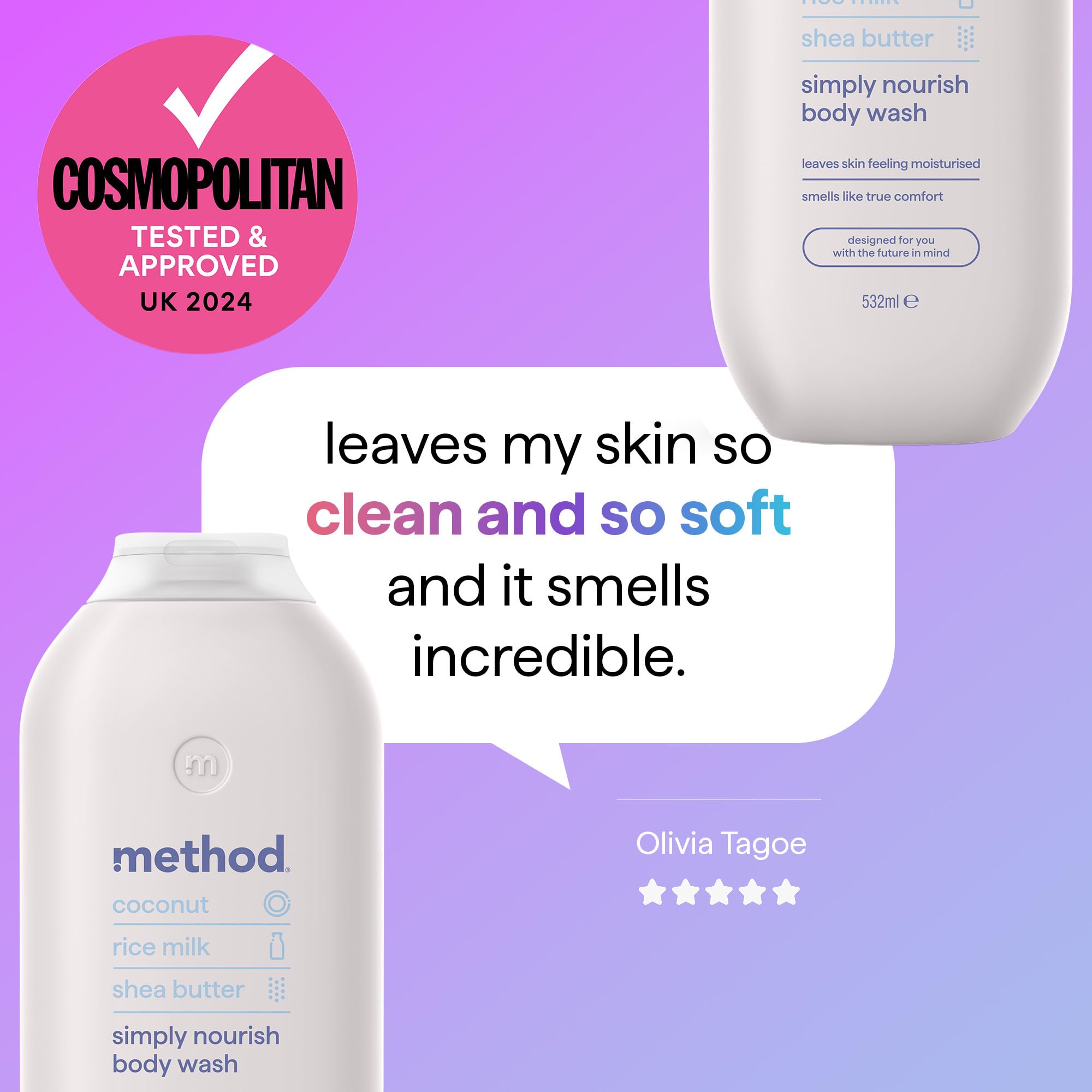 Method Simply Nourish Body Wash - Shower Gel with Coconut, Rice Milk & Shea Butter 6