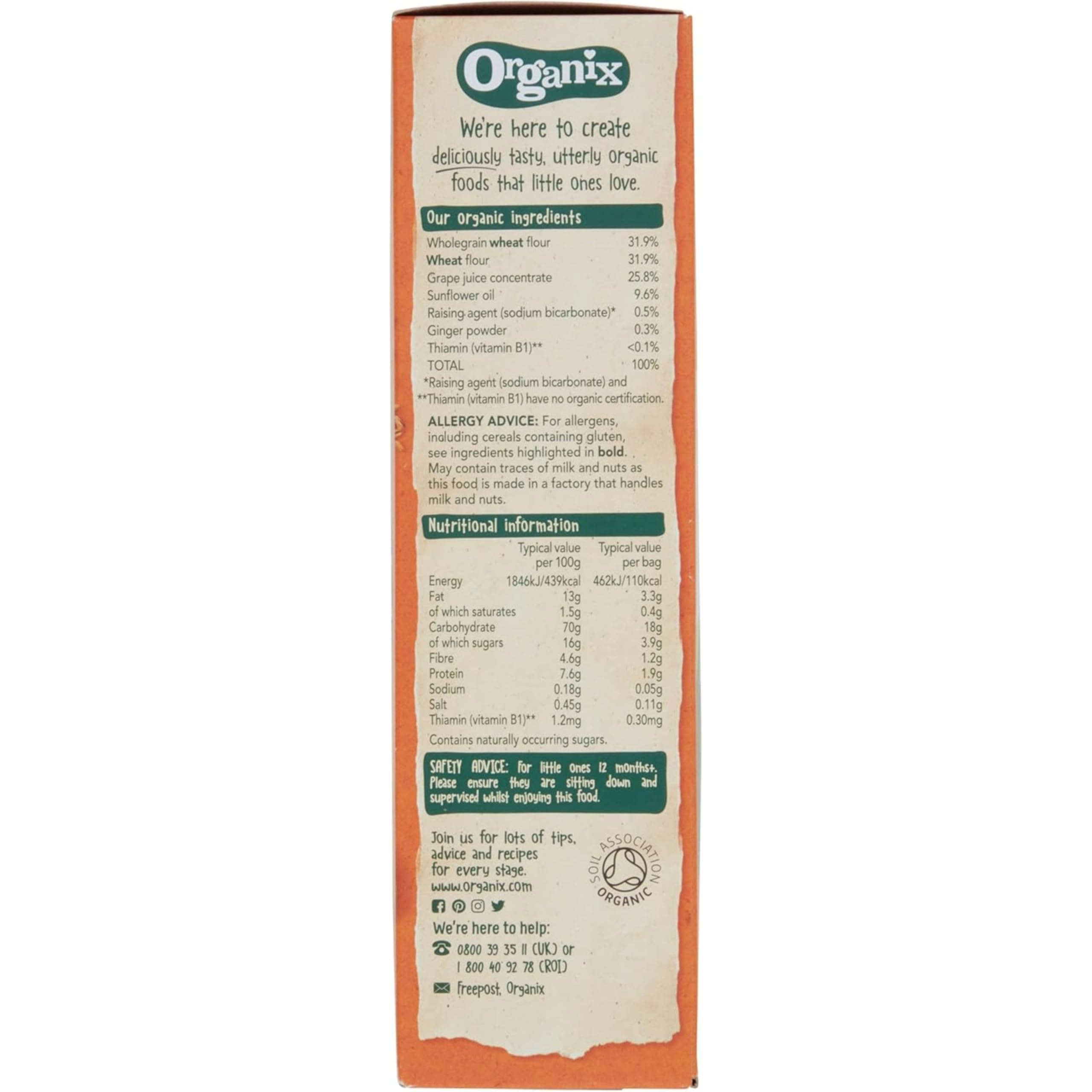 Organix Gingerbread Men Organic Toddler Snack Biscuits 12+ Months 135g 14