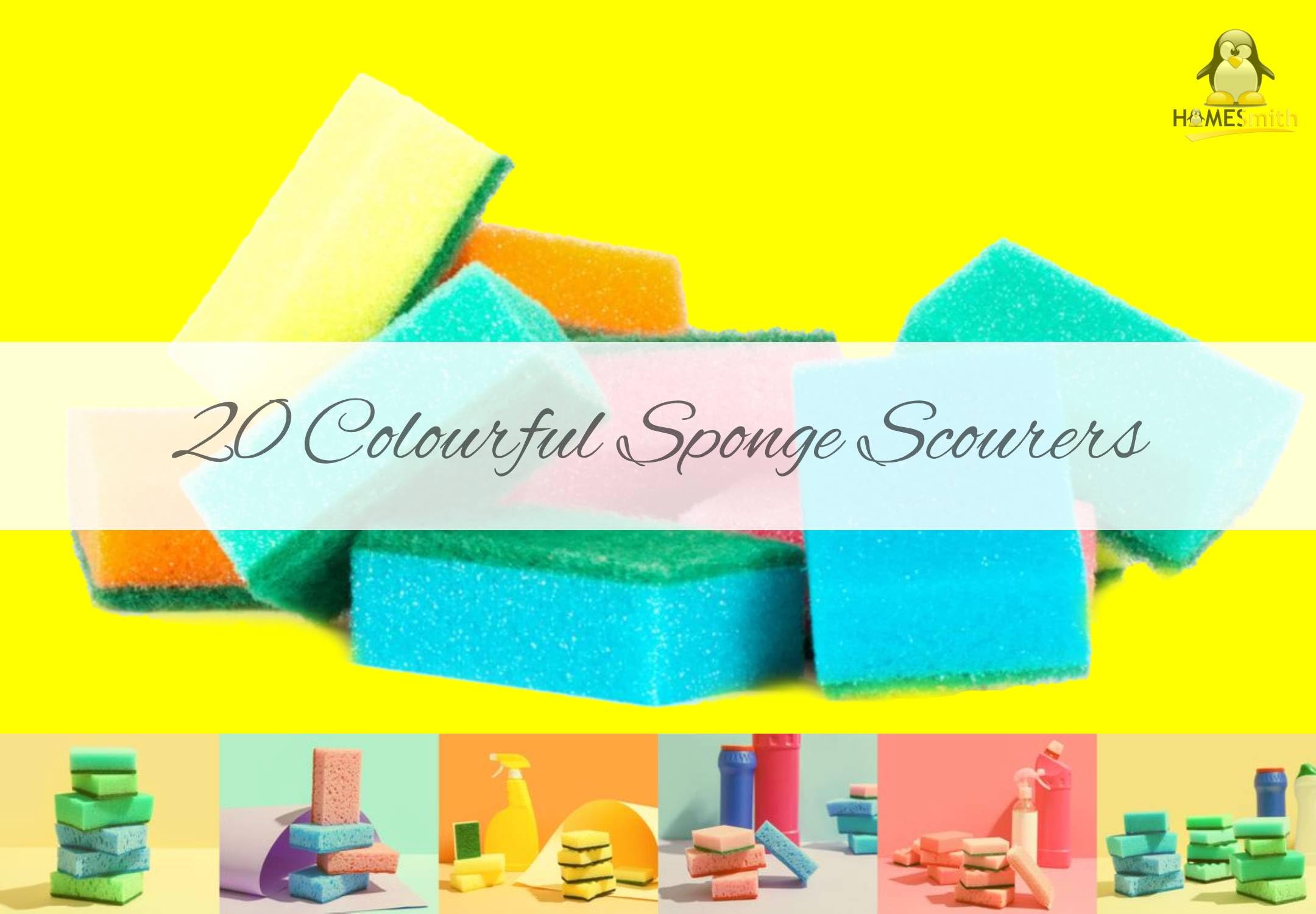 HomeSmith - Colourful Dual-Sided Sponge Scourers - Reusable Non-Scratch Dish Washing & Cleaning Sponges - Pack of 20 3