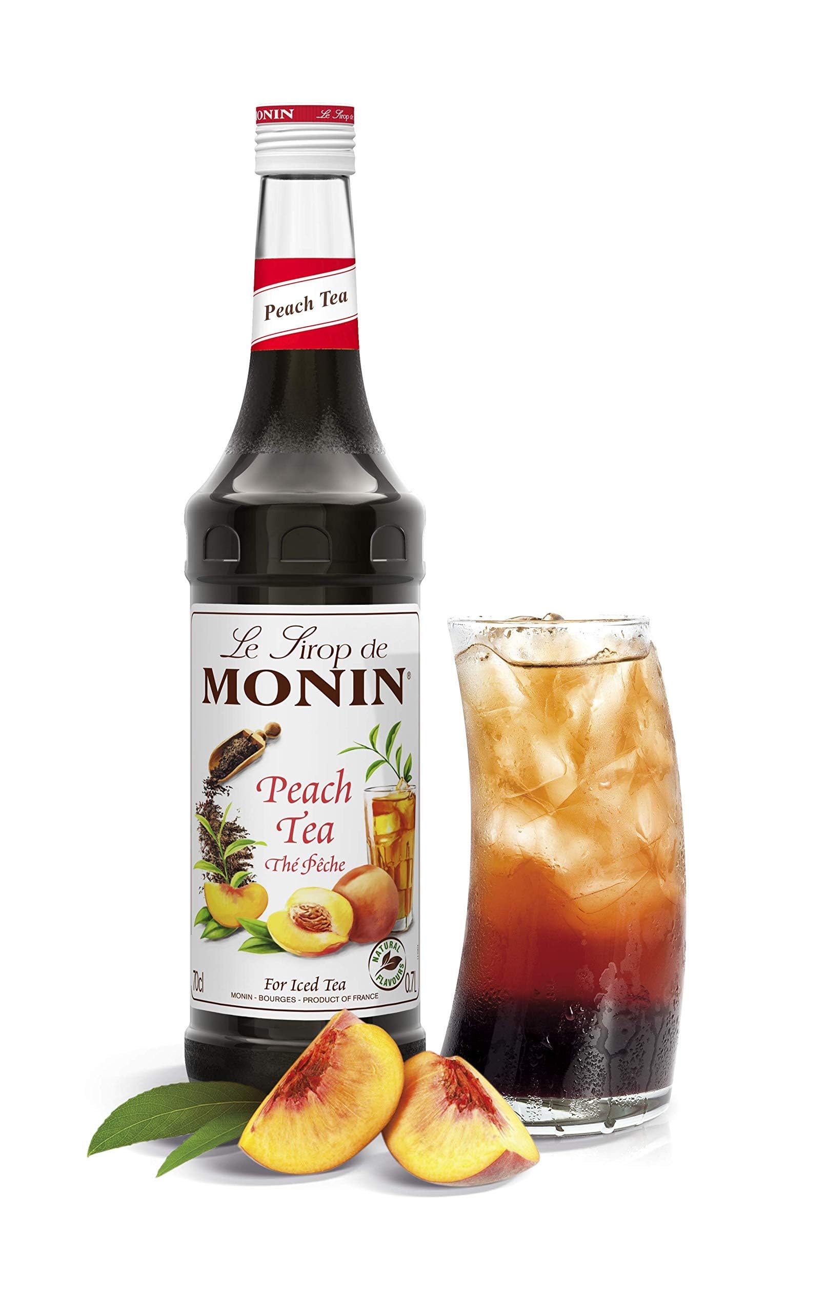 Monin Premium Peach Tea Concentrate Syrup - 1L PET Bottle | Vegan & Natural Flavouring