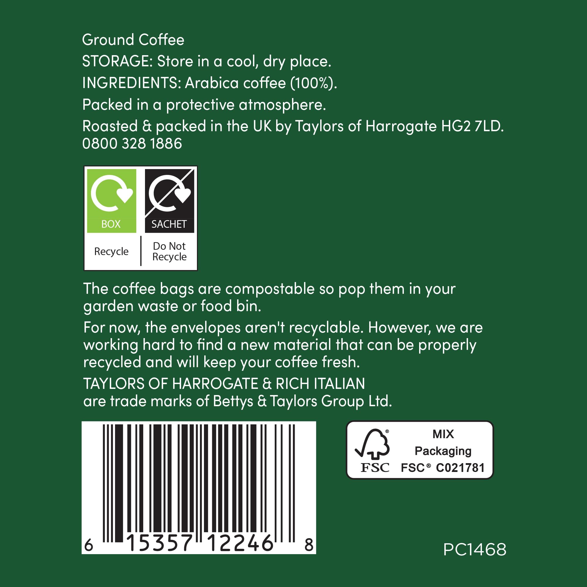 Taylors of Harrogate Rich Italian Coffee Bags (30 Enveloped Bags) 12